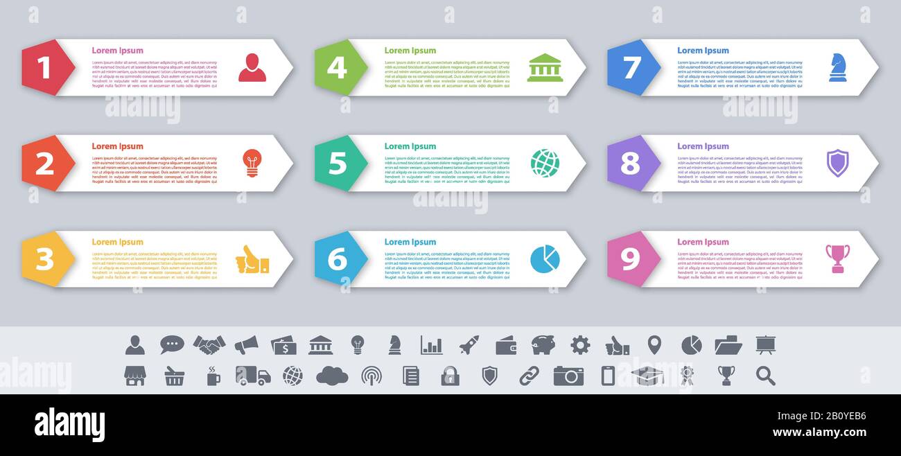 Infographic design business concept vector illustration with 9 steps or ...