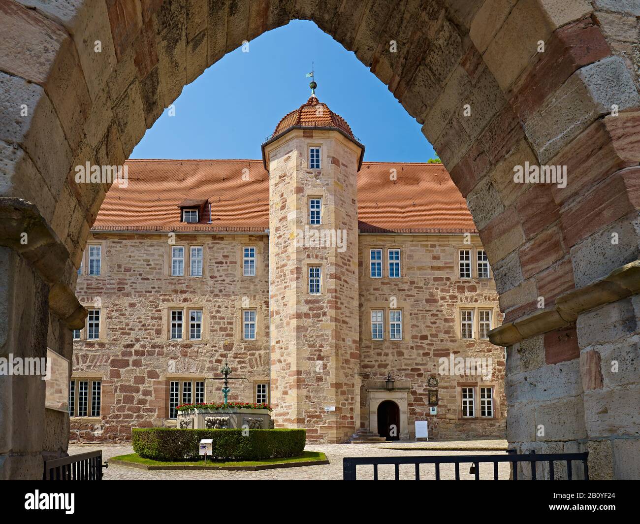 View into the courtyard of the Eschweger Landgrave's castle, Werra-Meissner district, Hesse, Germany, Stock Photo