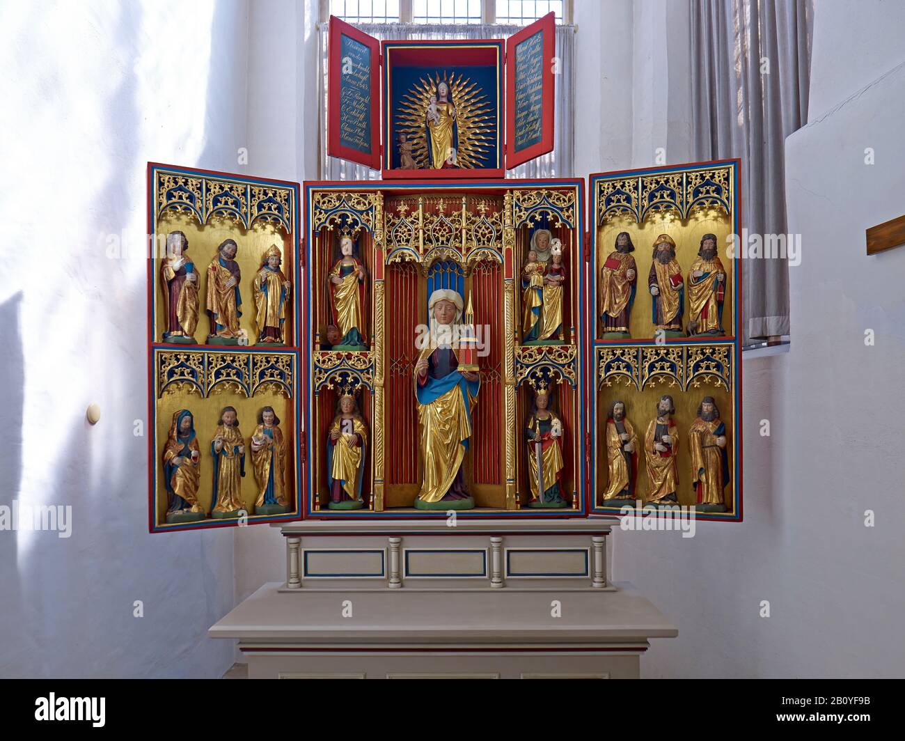 Gertrude altar in the church Ss. Cosmae et Damiani, Hanseatic City of Stade, Lower Saxony, Germany, Stock Photo
