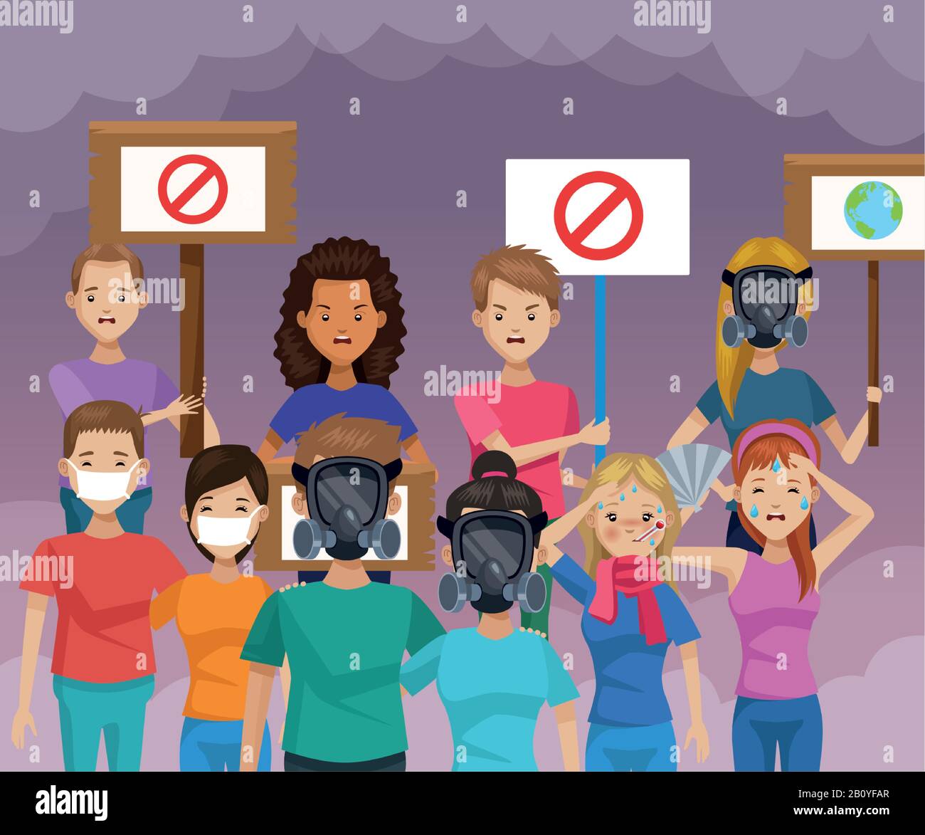 Protest Art Polution people protesting environmental pollution scene Stock Vector Image ...