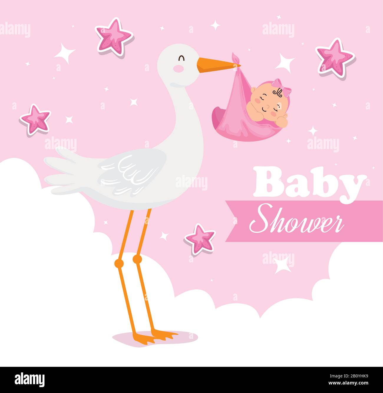 baby shower card with stork and decoration Stock Vector Image & Art - Alamy