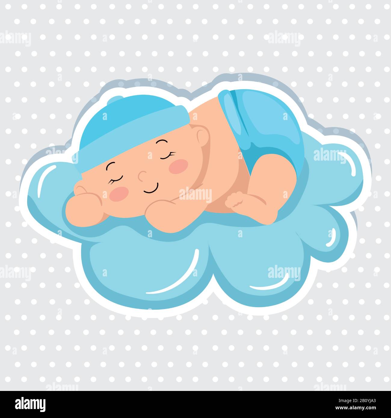 Cute Little Baby Boy Sleeping In Cloud Stock Vector Image Art Alamy