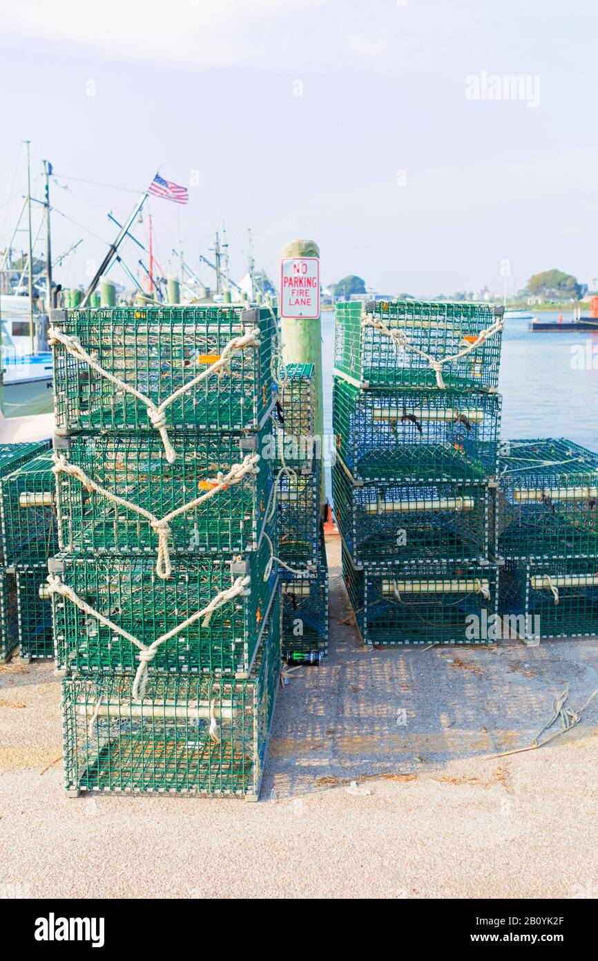 Galilee, Rhode Island, USA-May 11,2017: Galilee is a home to the largest fishing fleet in Rhode Island. Stock Photo