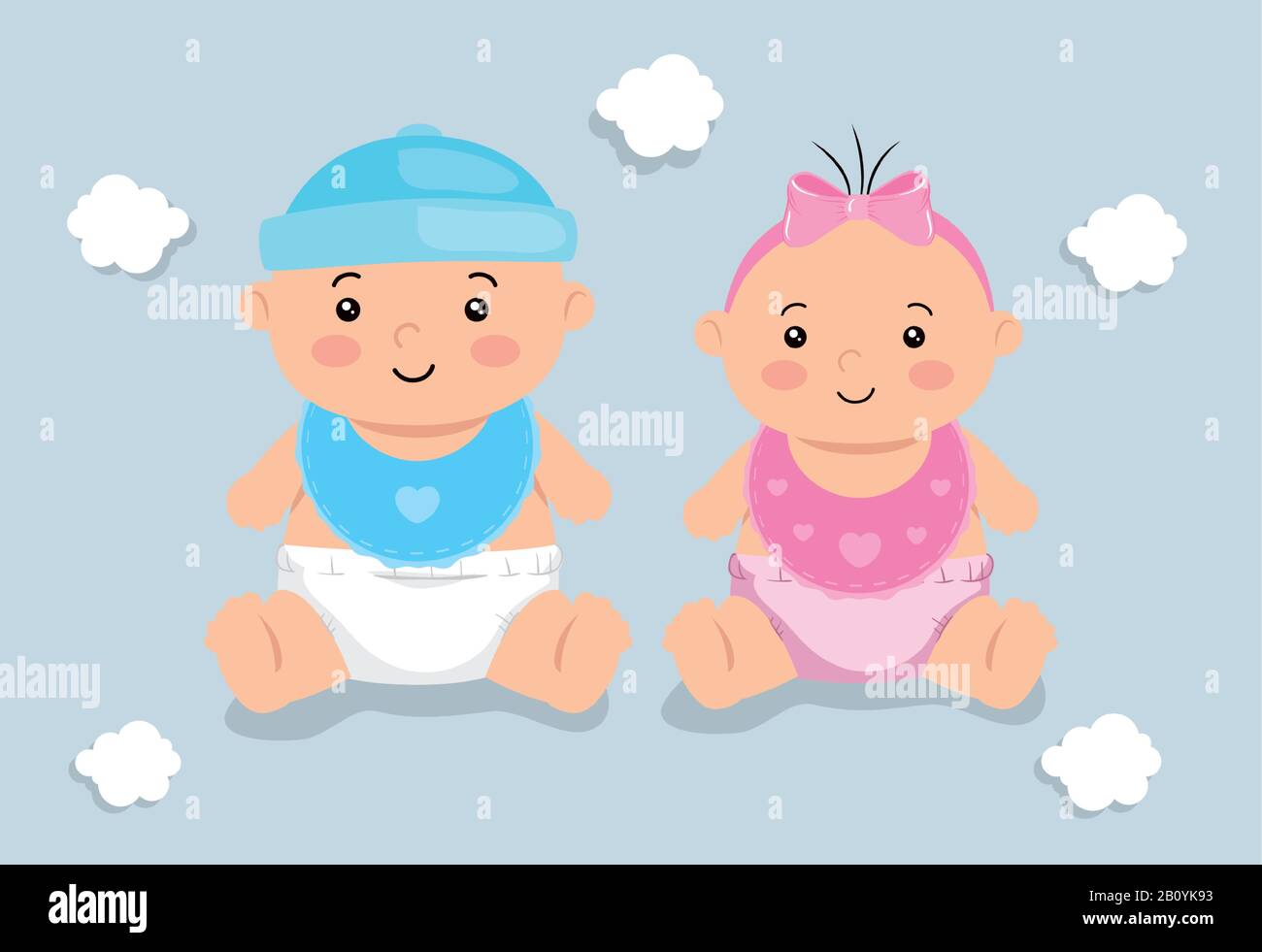 cute little babies with clouds decoration Stock Vector Image & Art - Alamy