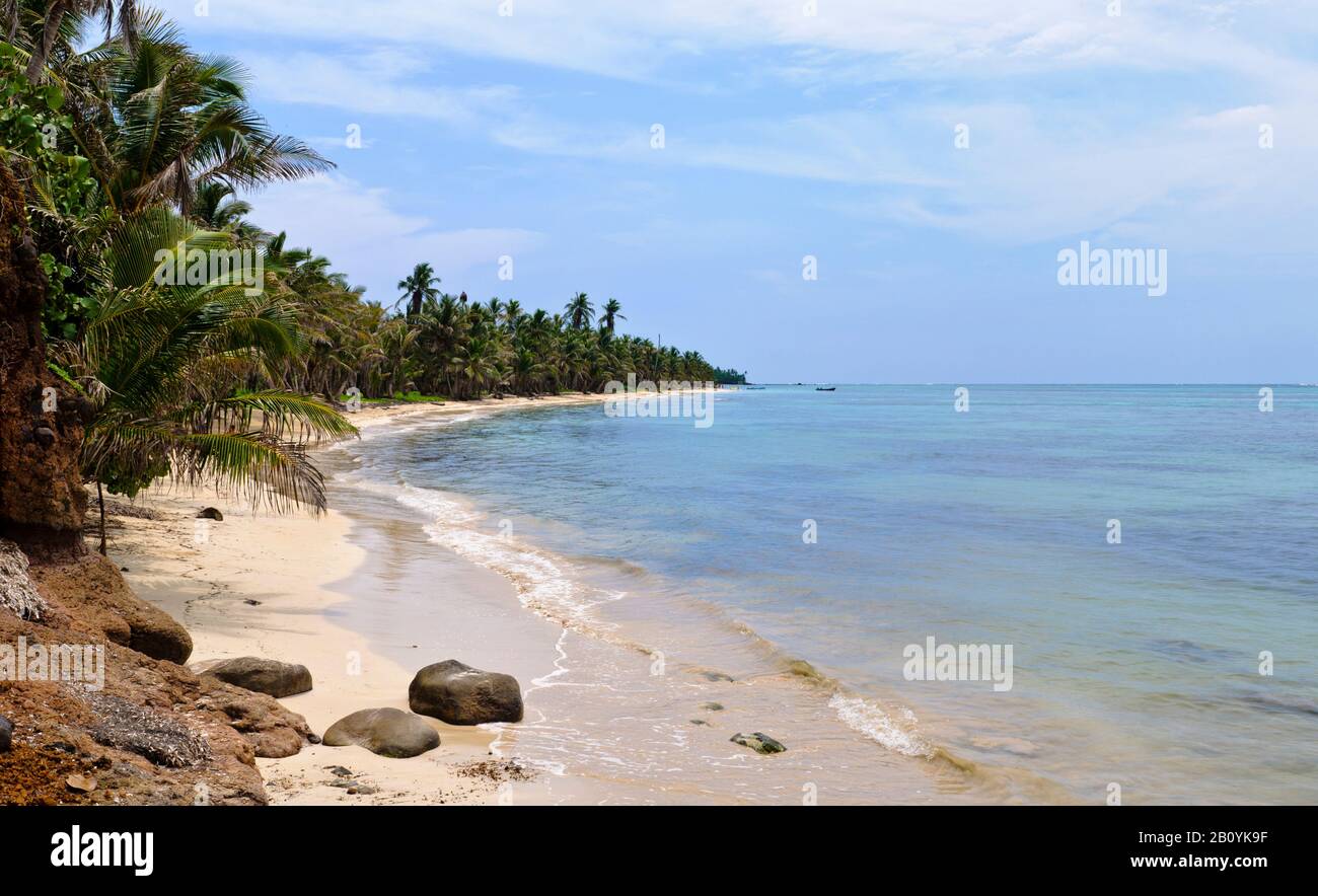 Caribbean coastal landscape, Little Corn Island, Nicaragua, Central America, Stock Photo