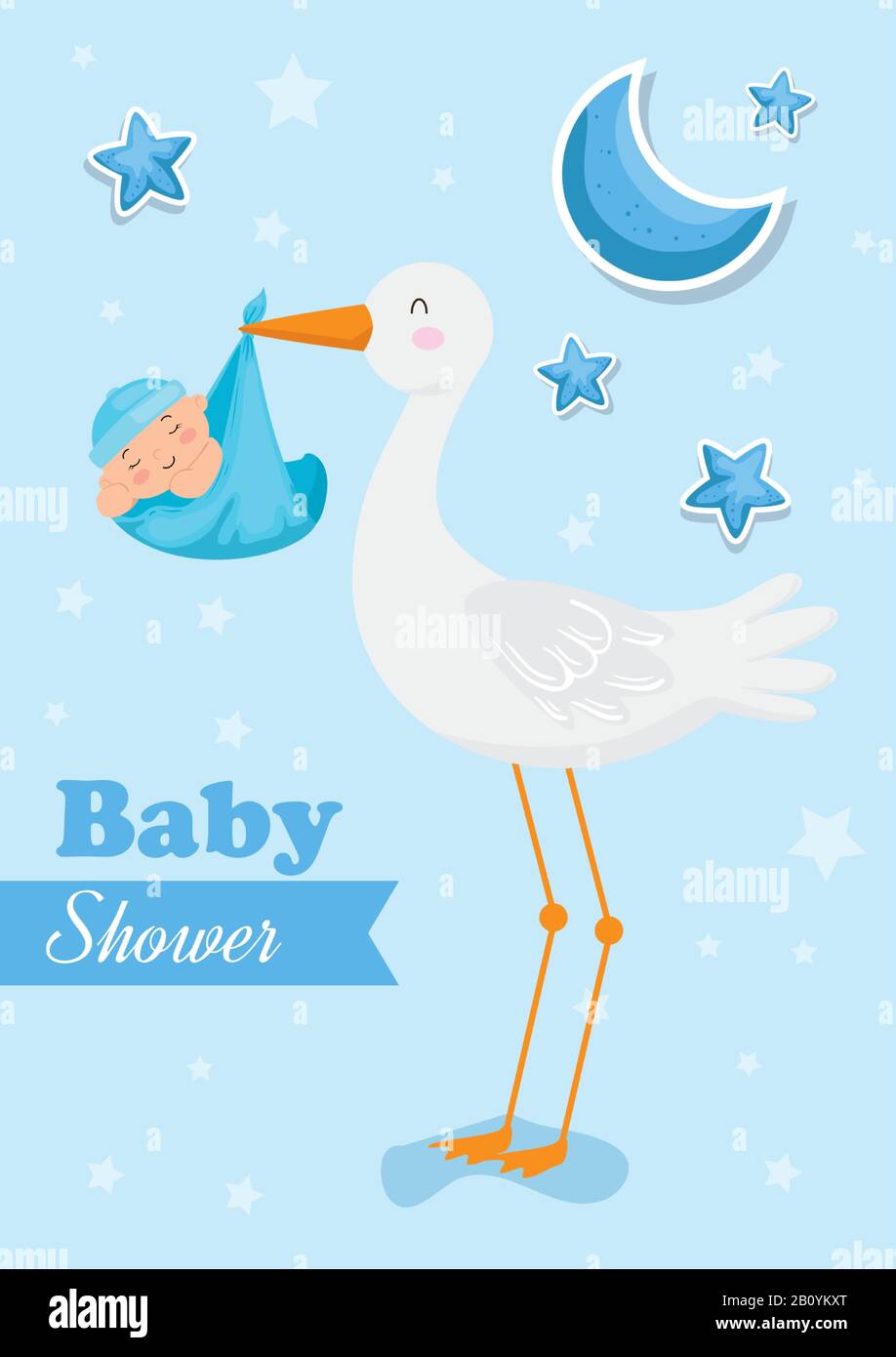 baby shower card with stork and decoration Stock Vector Image & Art - Alamy