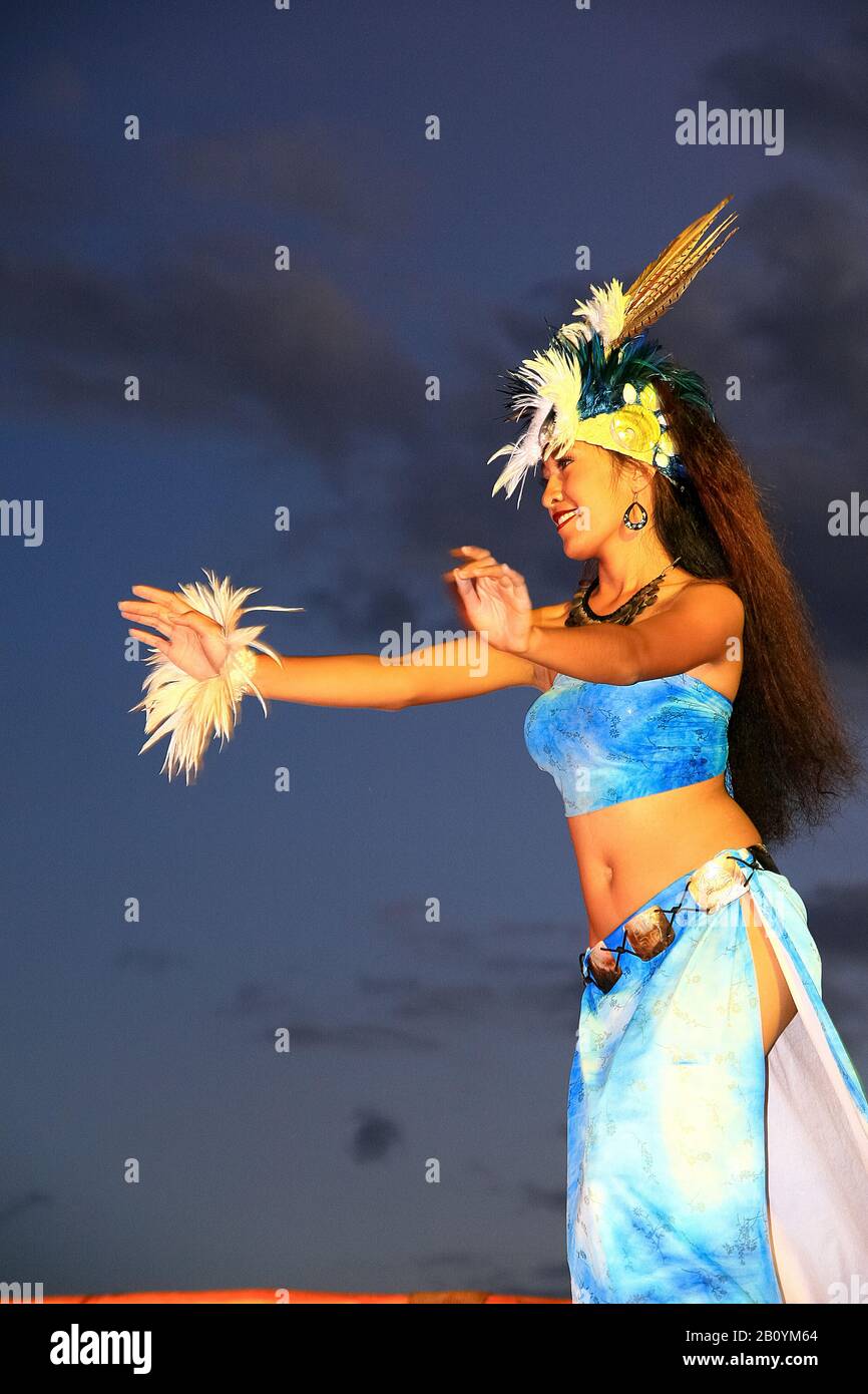 Hula dancer, Maui Island, Hawaii, USA, Stock Photo
