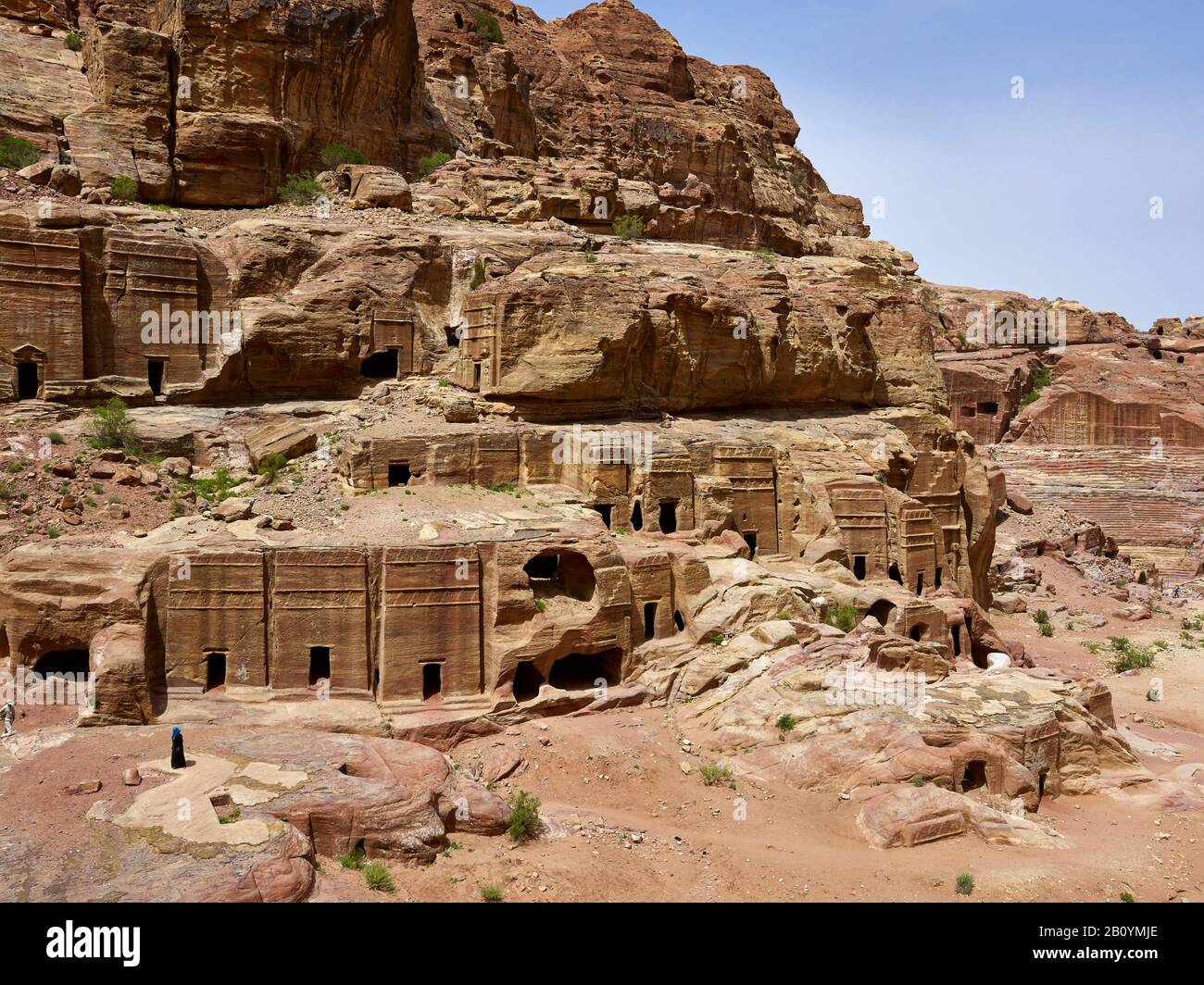 Facade street in the rock city of Petra, Jordan, Middle East, Stock Photo