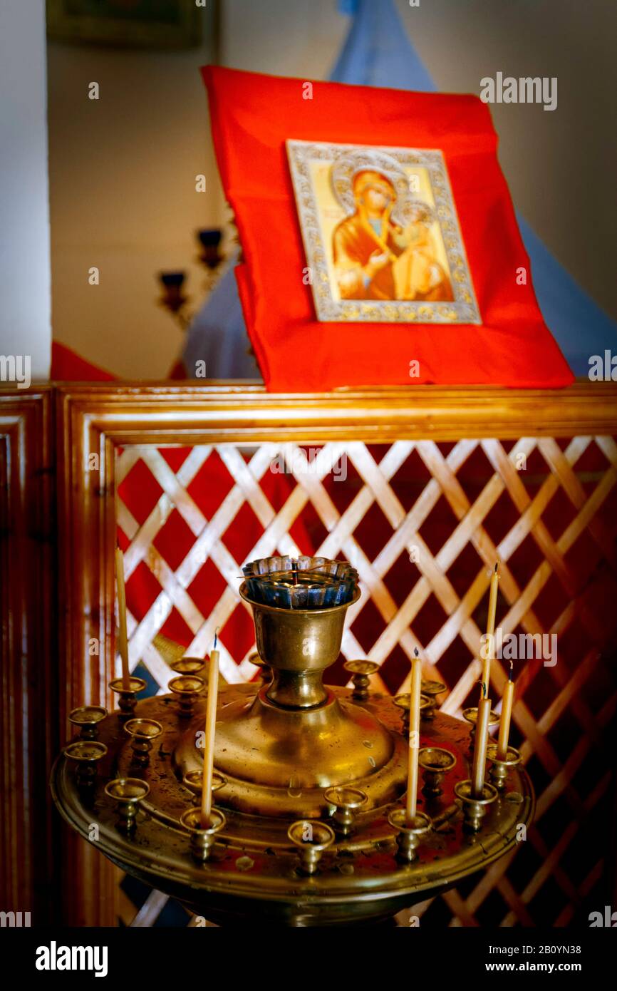 Russian Orthodox Icons in a monastery Stock Photo - Alamy