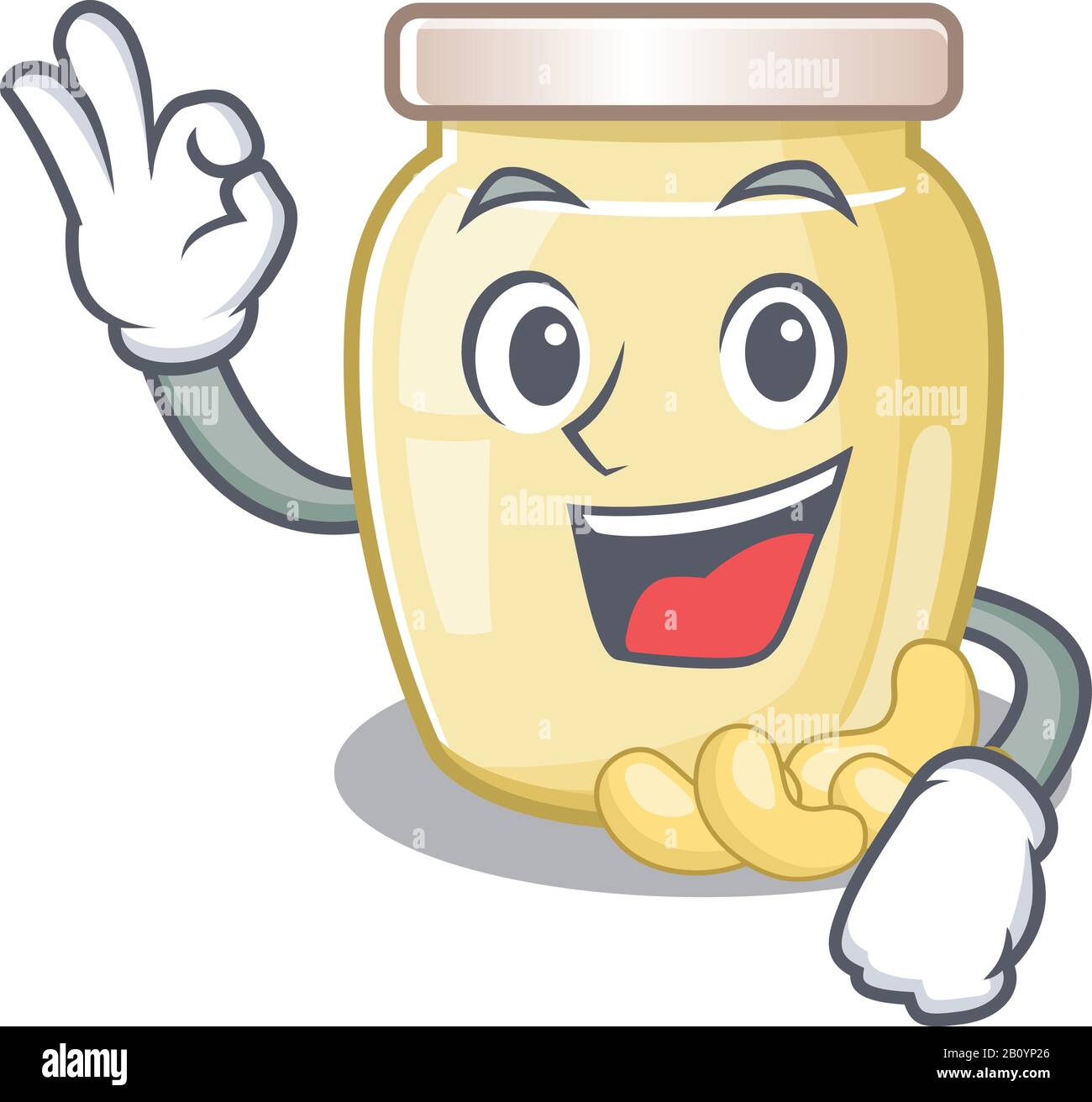 A funny picture of cashew butter making an Okay gesture Stock Vector