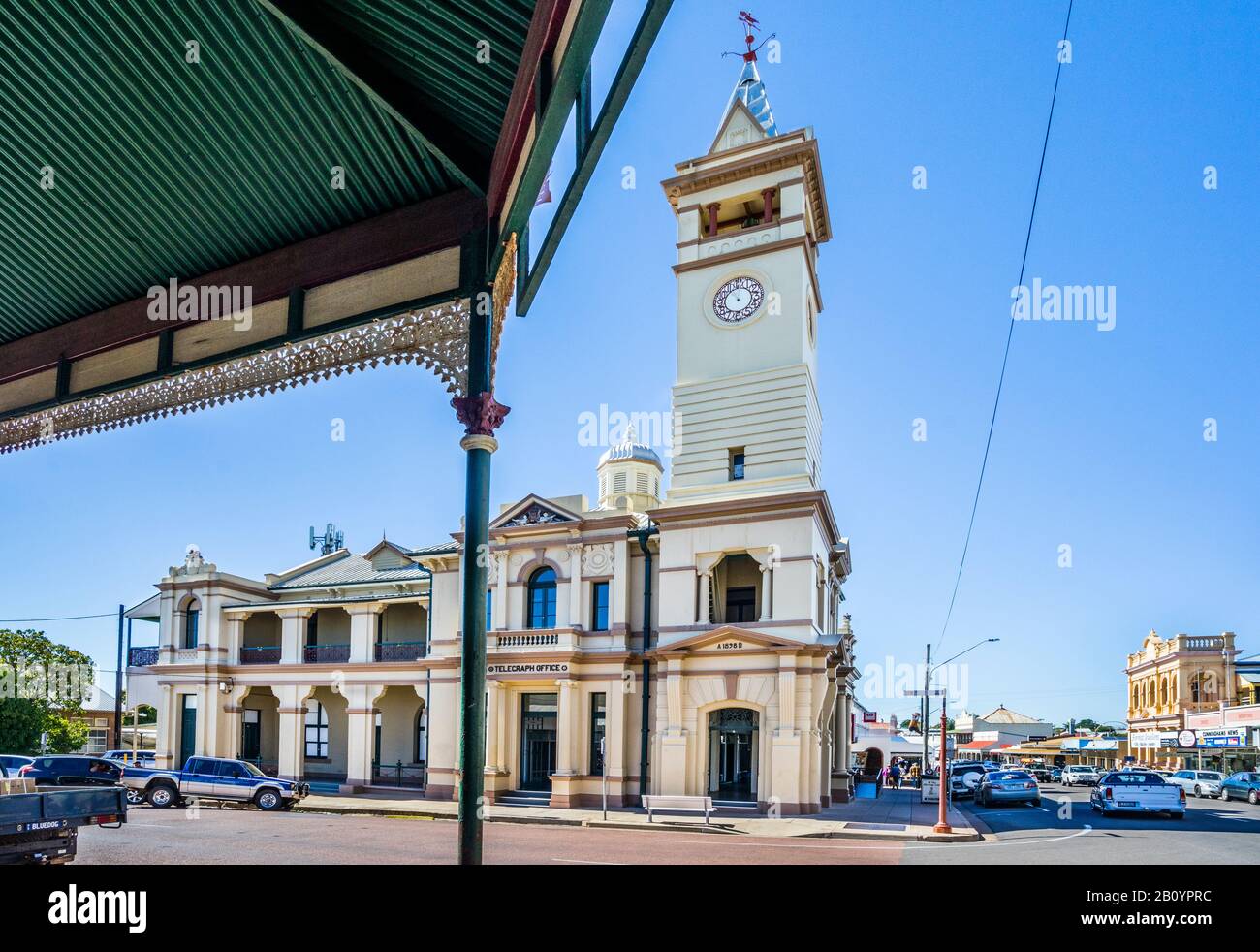 historic Charters Towers Post Office with its distinct clock tower, Northern Queensland, Australia Stock Photo