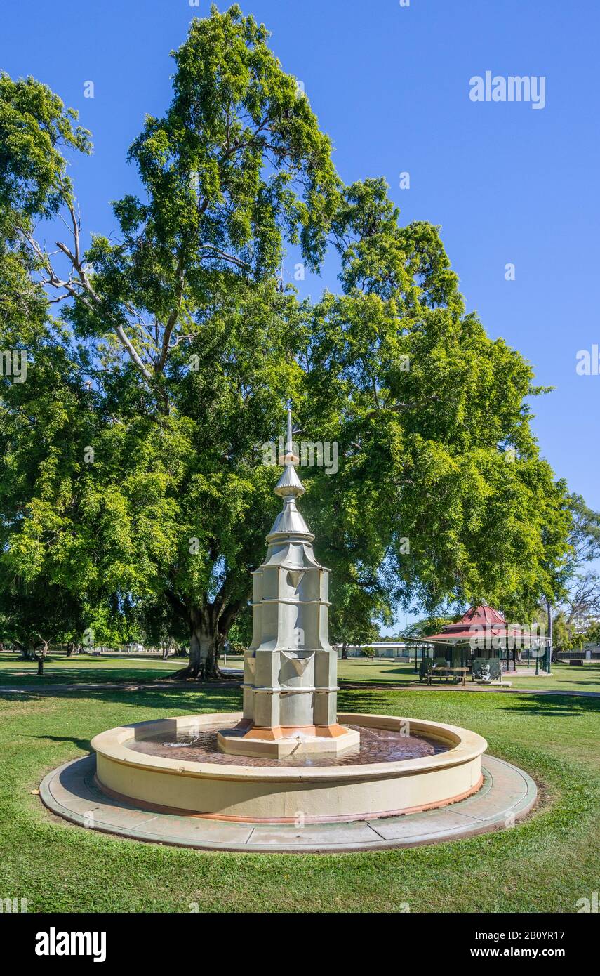 fountain and Boer War Veterans Memorial Kiosk at Lissner Park Charters Towers, Northern Queensland, Australia Stock Photo