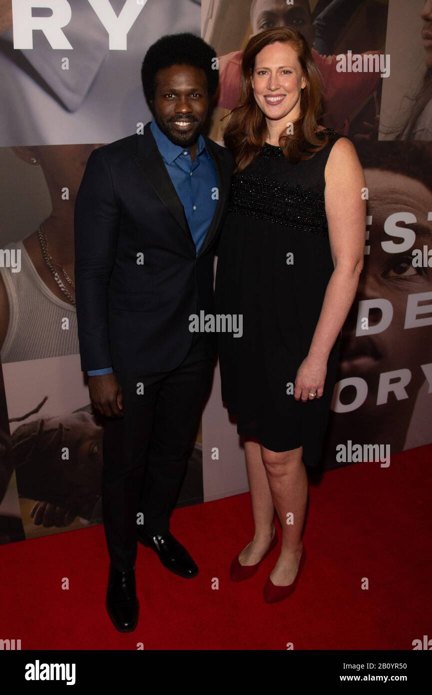 NEW YORK, NY - FEBRUARY 20: Joshua Henry, Cathryn Stringer attend ...