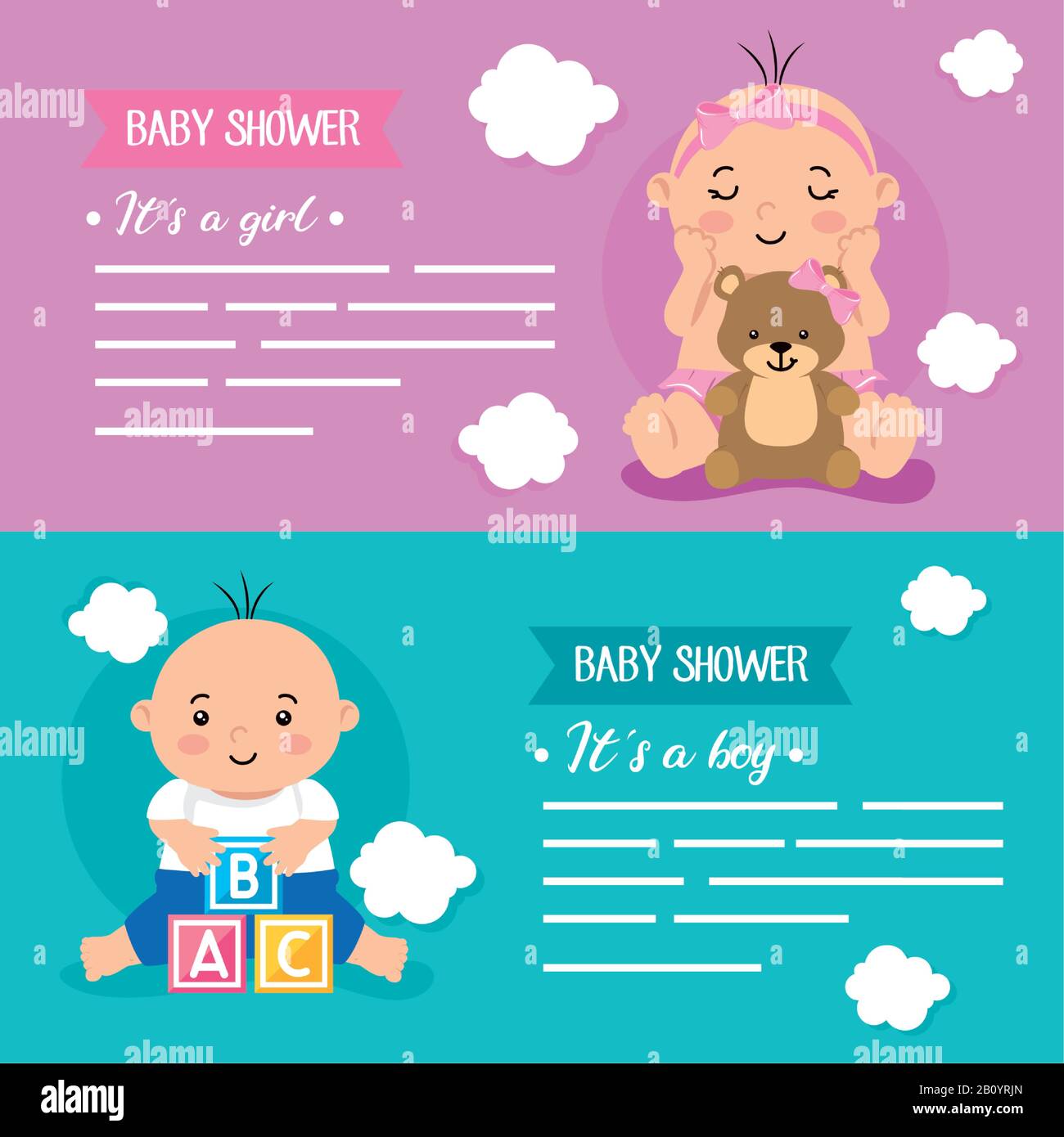 set of baby shower cards with decoration Stock Vector Image & Art Alamy