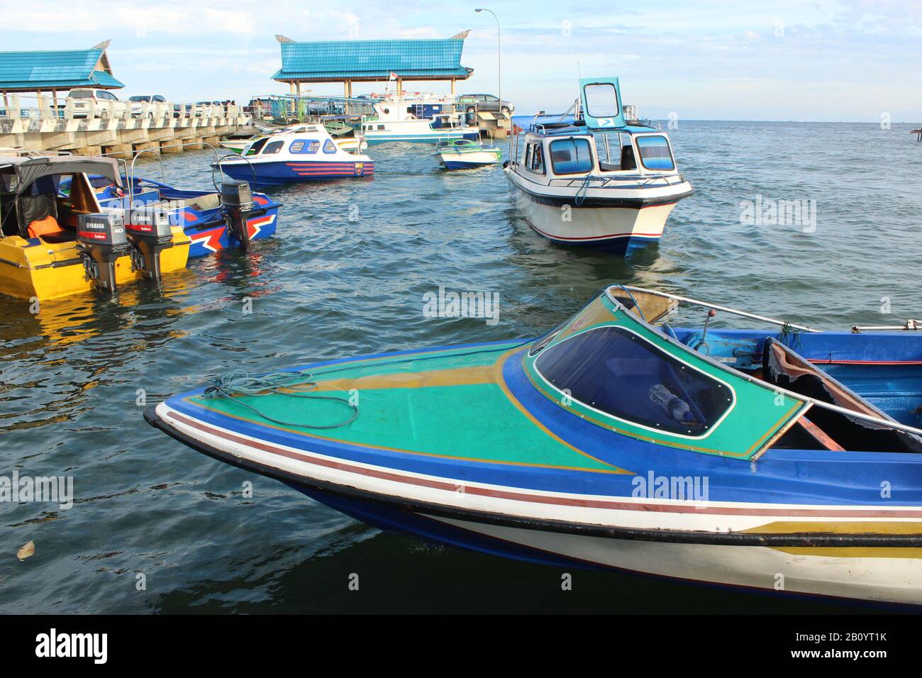 Speedboats at Tanjung Batu Port Stock Photo