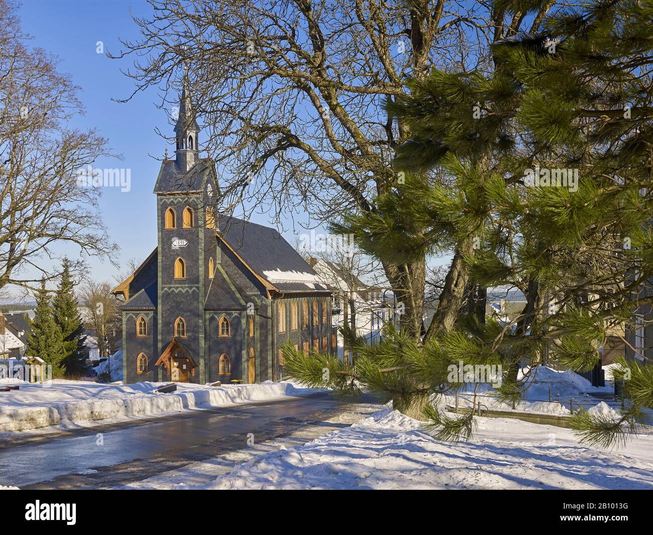Mountain church in Neuhaus am Rennweg, Thuringian Forest, Thuringia, Germany Stock Photo