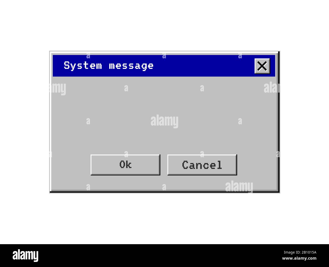 Retro computer window. PC dialog box. Old user interface warning ...