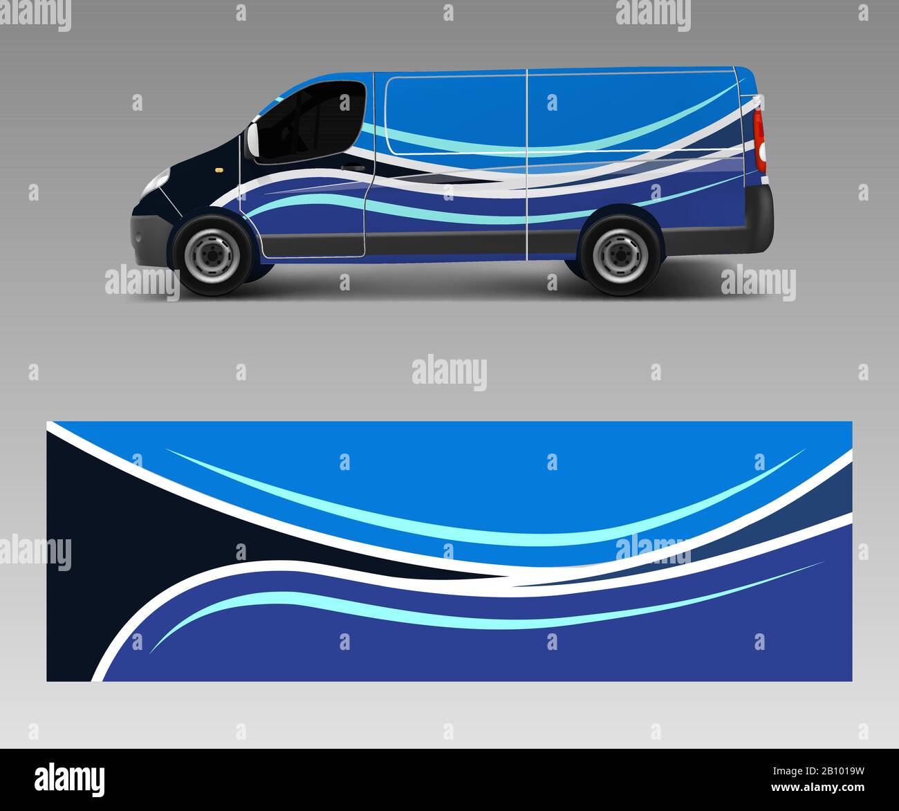 Van Wrap design template vector with wave shapes, decal, wrap, and ...