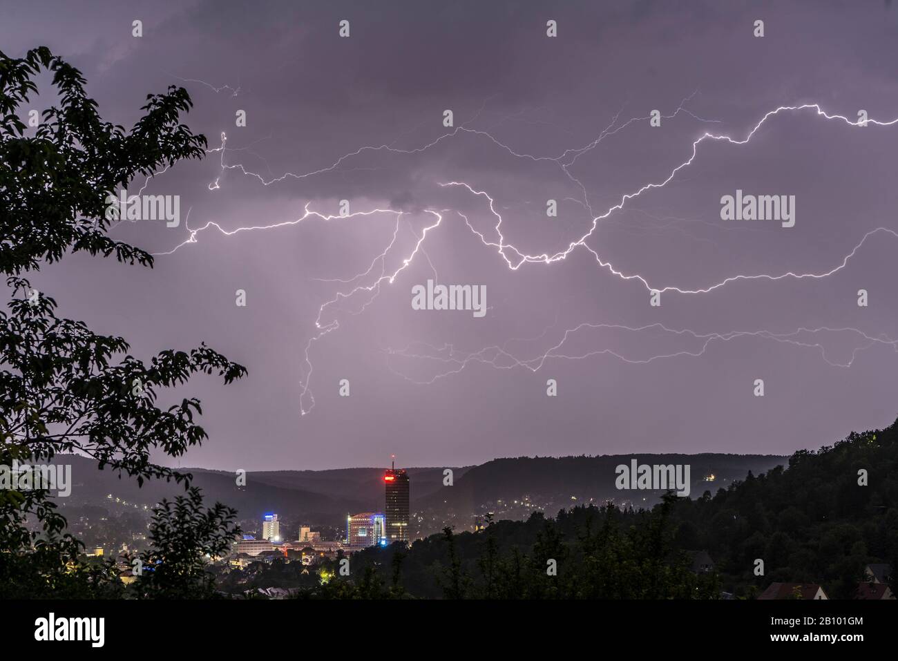 Thunderstorm over Jena, Thuringia, Germany Stock Photo