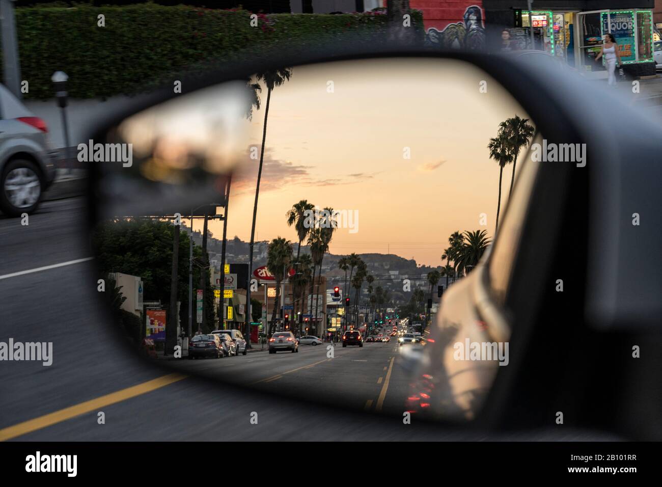 Hollywood in the rearview mirror, Hollywood Boulevard, Los Angeles