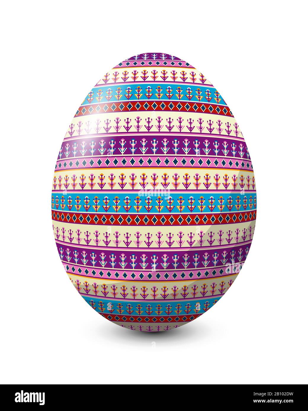 Painted egg celebrating Easter holiday, vector icon over white background Stock Vector