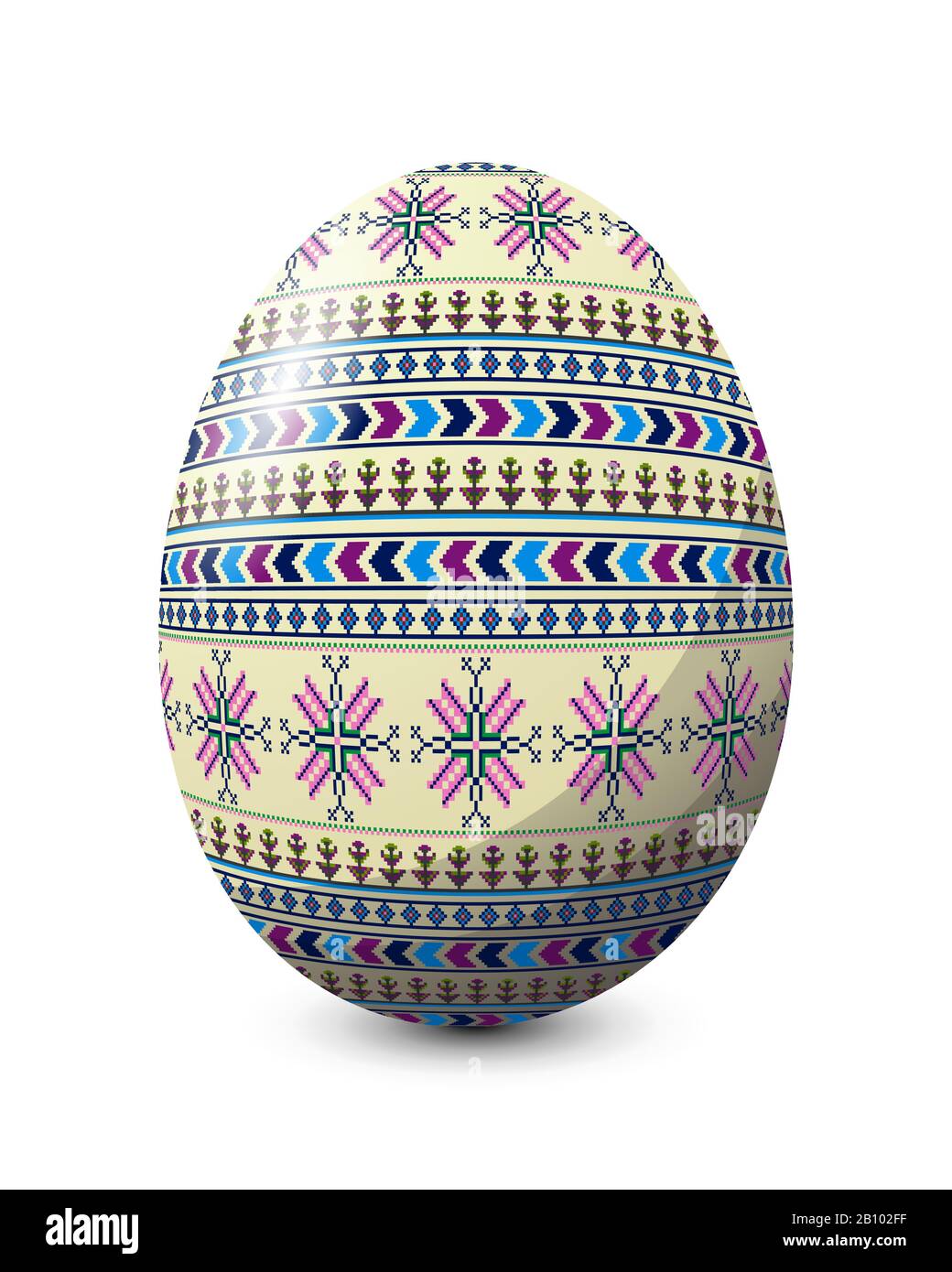 Painted egg celebrating Easter holiday, vector icon over white background Stock Vector