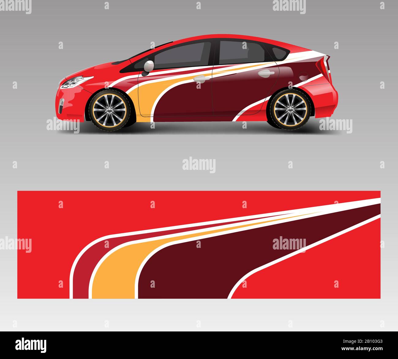 Company branding Car decal wrap design vector. Graphic abstract shapes