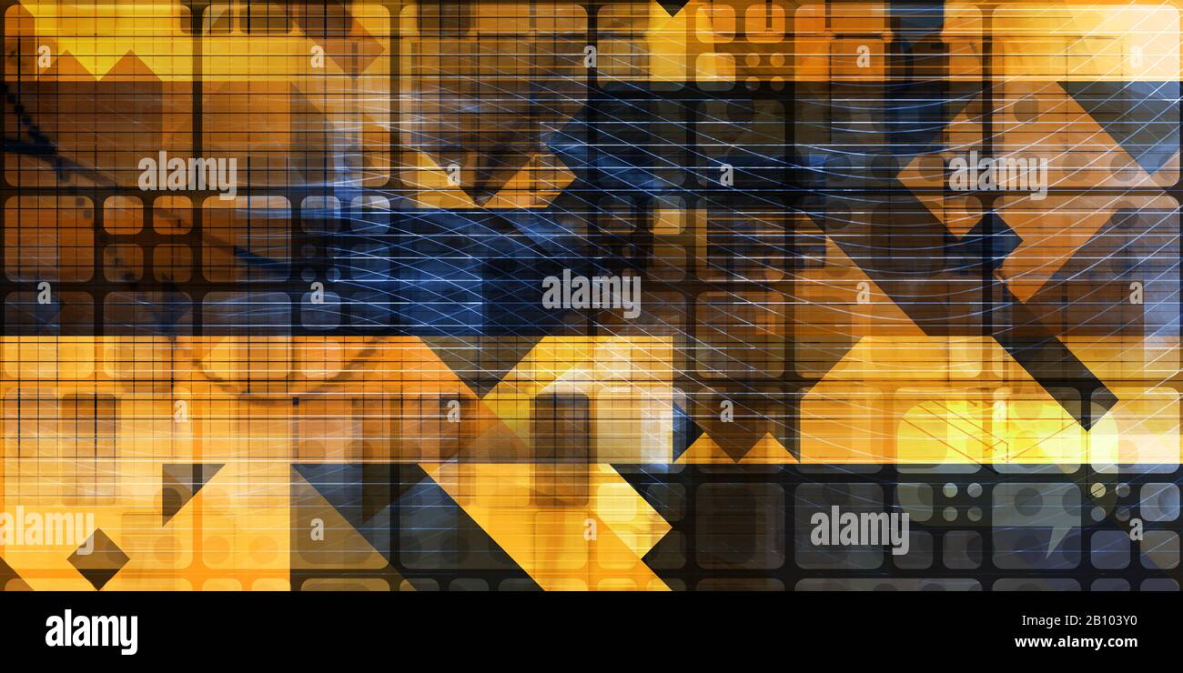 Futurism Abstract as a Blue Yellow Technology Background Stock Photo
