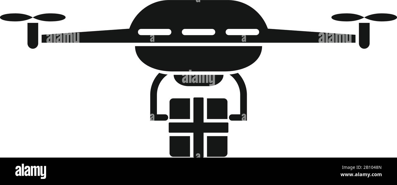 Flying drone delivery icon. Simple illustration of flying drone ...