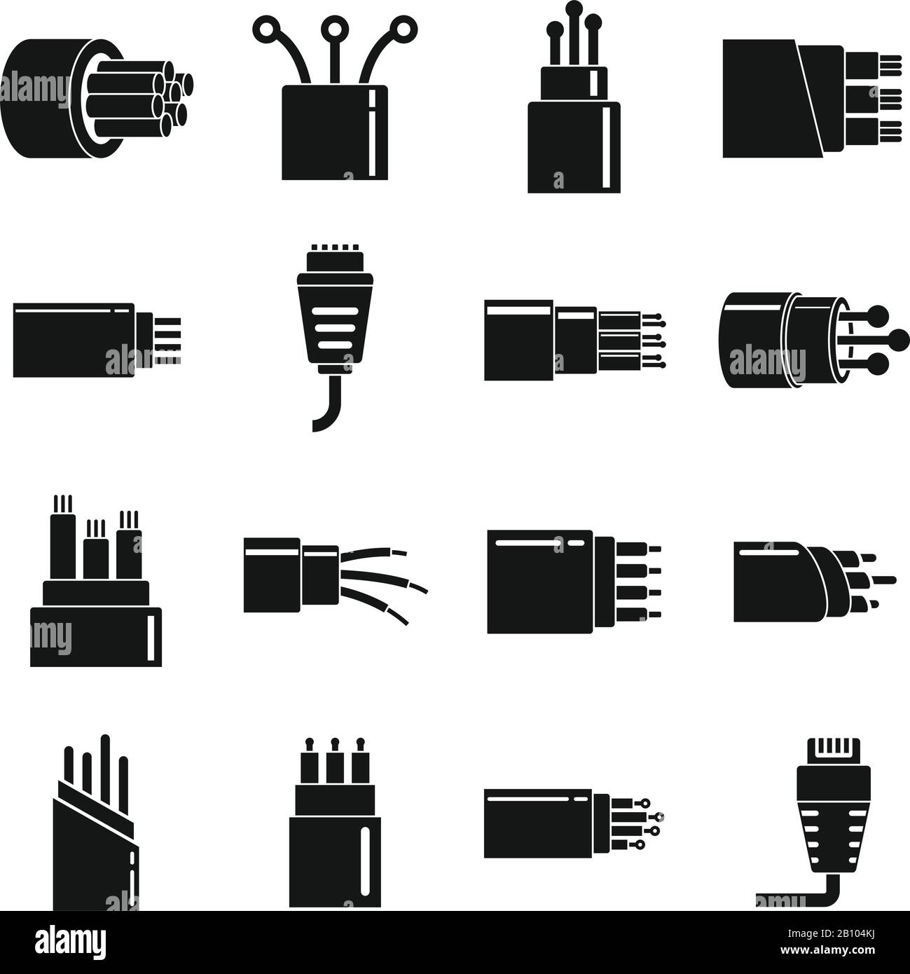 Optical fiber cable icons set. Simple set of optical fiber cable vector icons for web design on white background Stock Vector