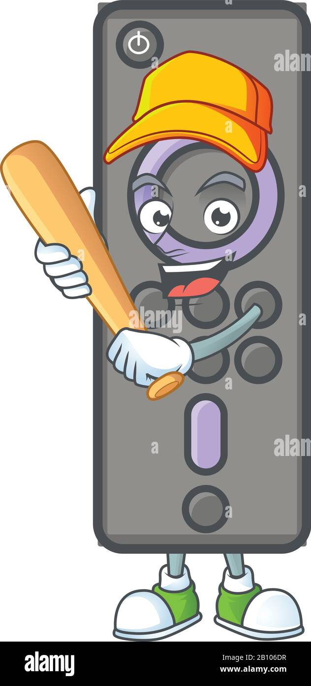 An active healthy remote control TV mascot design style playing