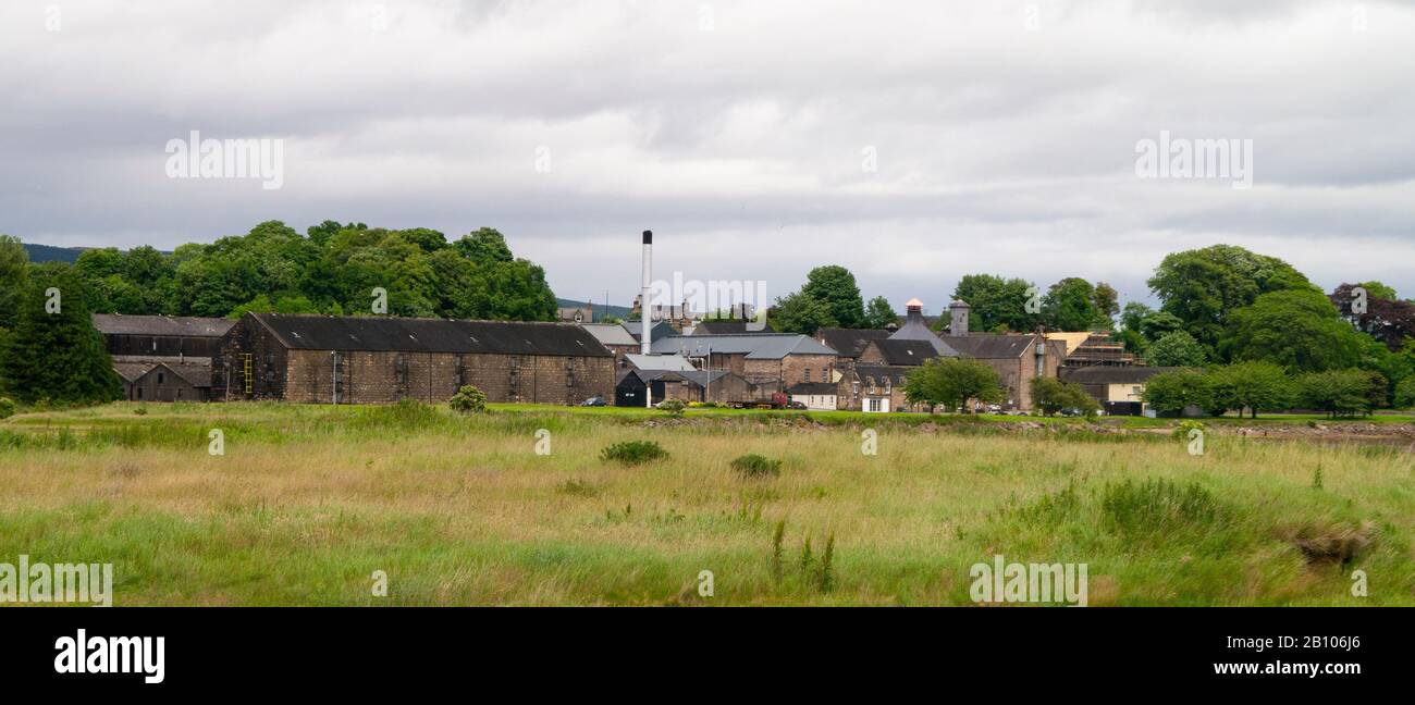 The Dalmore Scotch Whisky distillery complex (owned by Diageo) near Allness Easter Ross Scotland UK Stock Photo