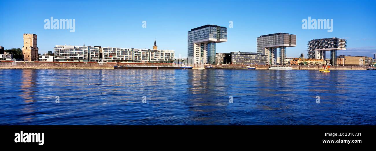 Crane house building on the banks of the Rhine, Cologne, Germany Stock Photo