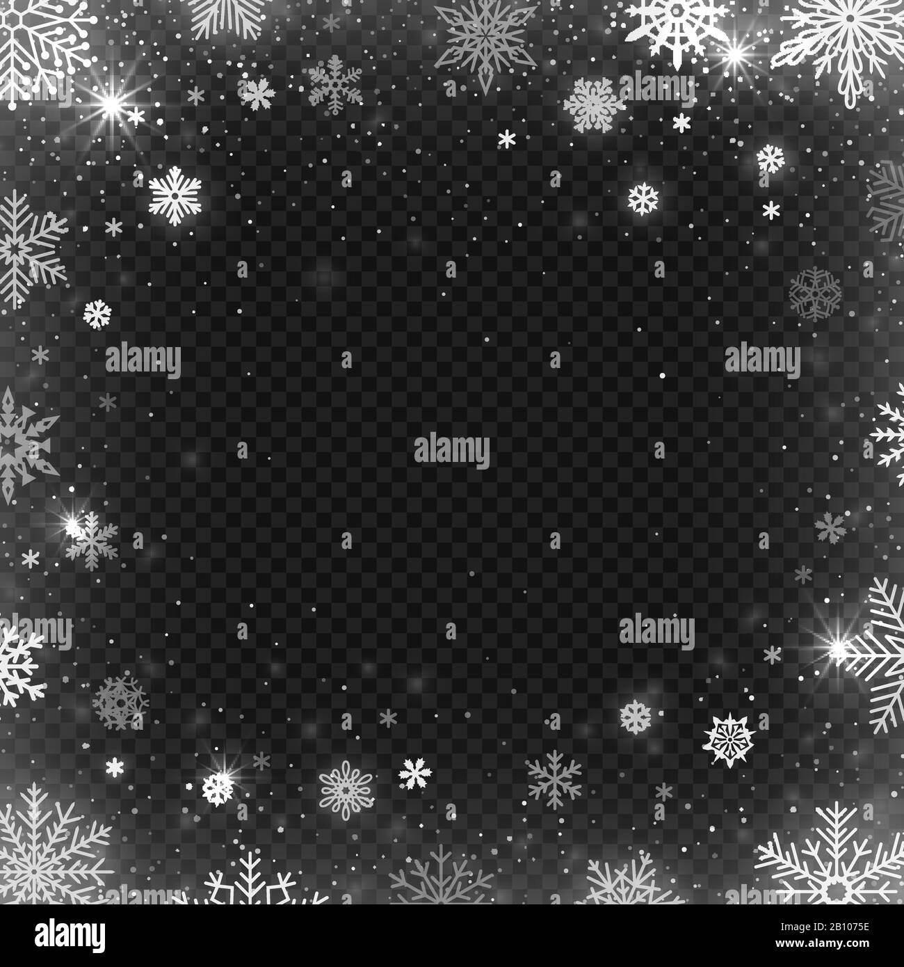 Snowflakes frame. Winter snowed border, frost snowflake and christmas ...