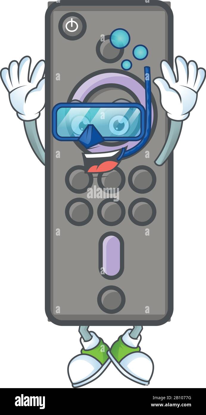 A mascot icon of remote control TV wearing Diving glasses Stock Vector ...