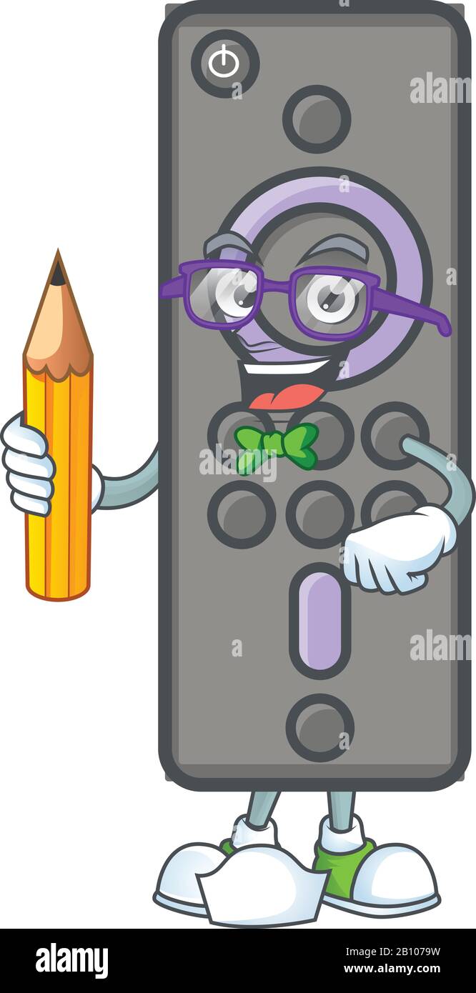 A mascot icon of Student remote control TV character holding pencil ...