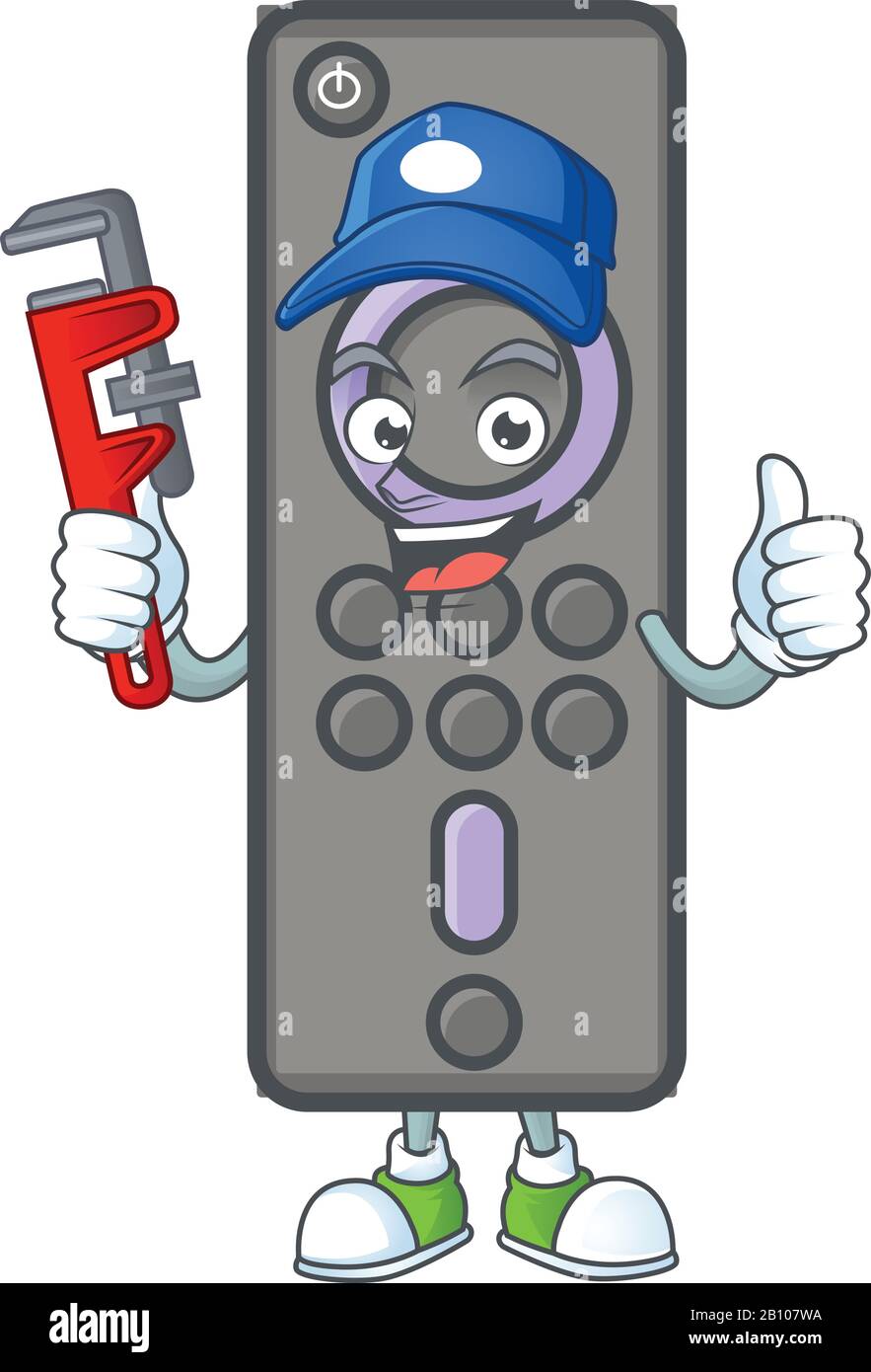 Plumber Remote Smiley Plumber remote control TV on mascot picture style Stock Vector ...