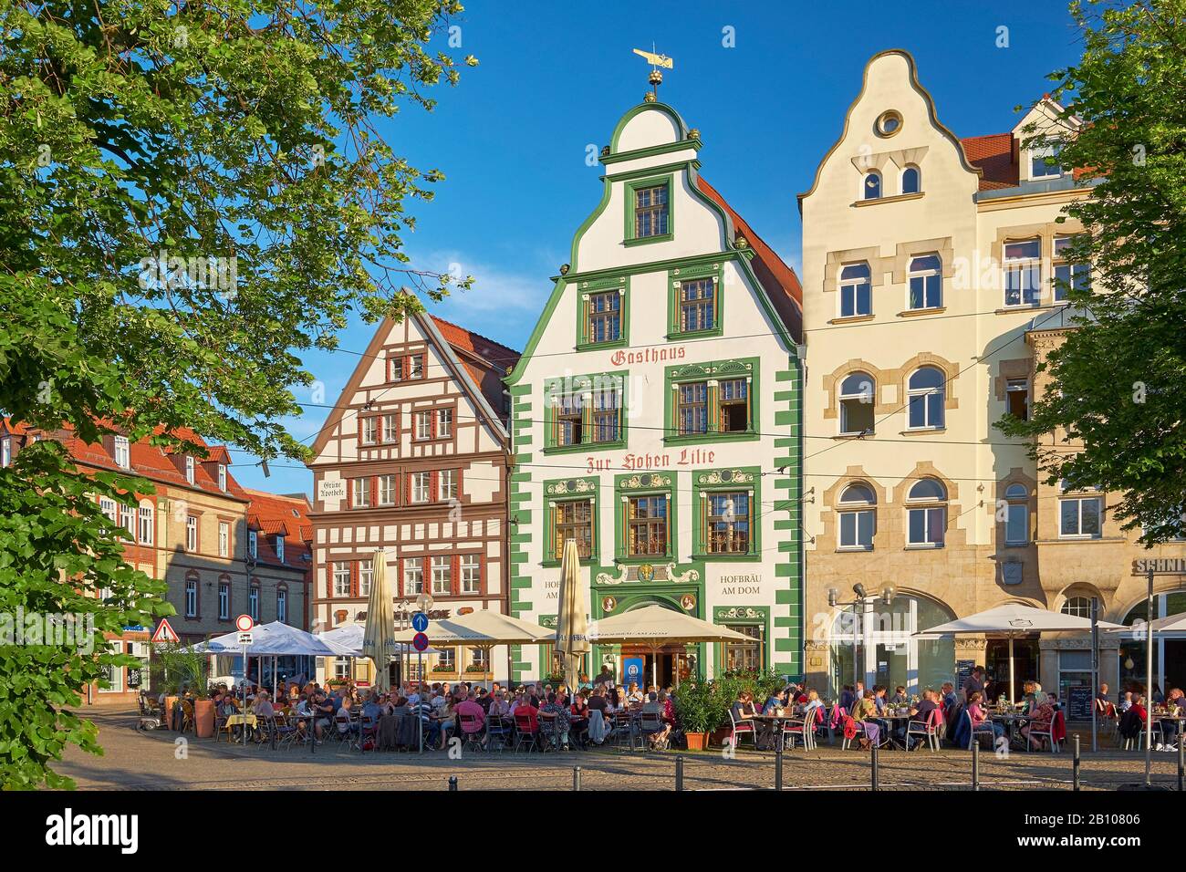 House of the Hohe Lilie at Domplatz in Erfurt, Thuringia, Germany Stock Photo