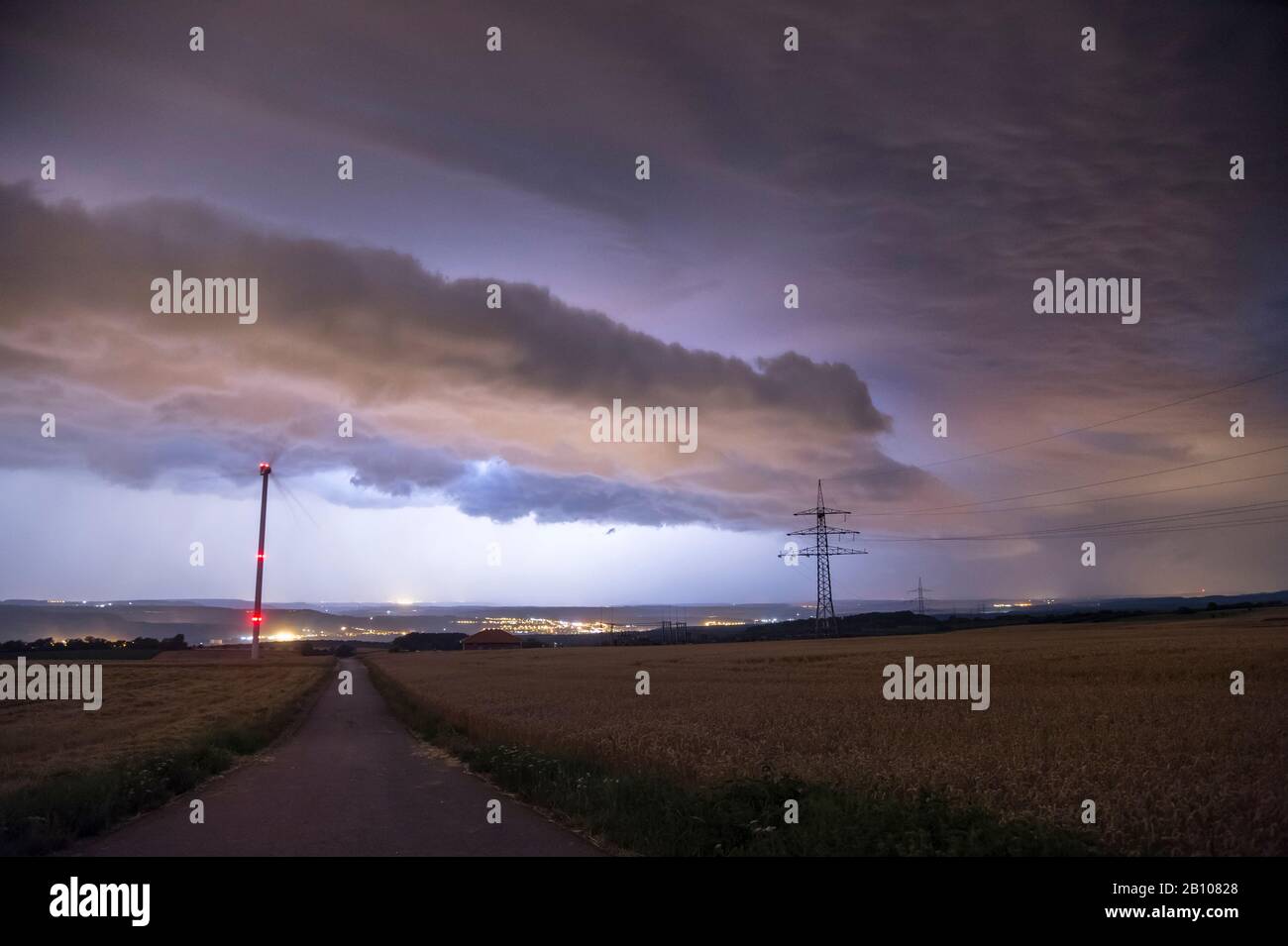 Replaced shelf cloud with view of Luxembourg near Trierweiler, Rhineland-Palatinate, Germany Stock Photo