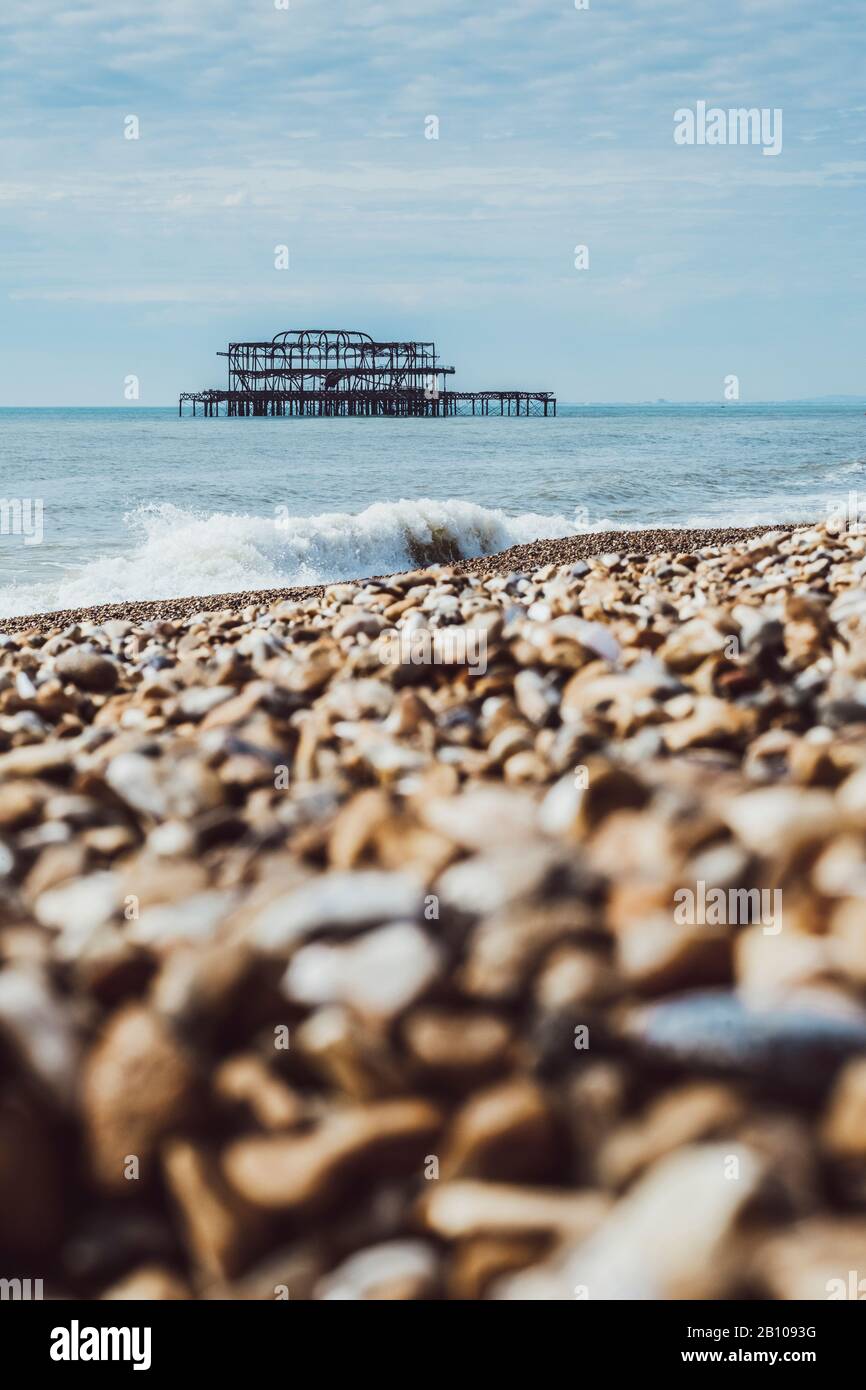 Burnt down West Pier by the sea, Brighton, England Stock Photo Alamy