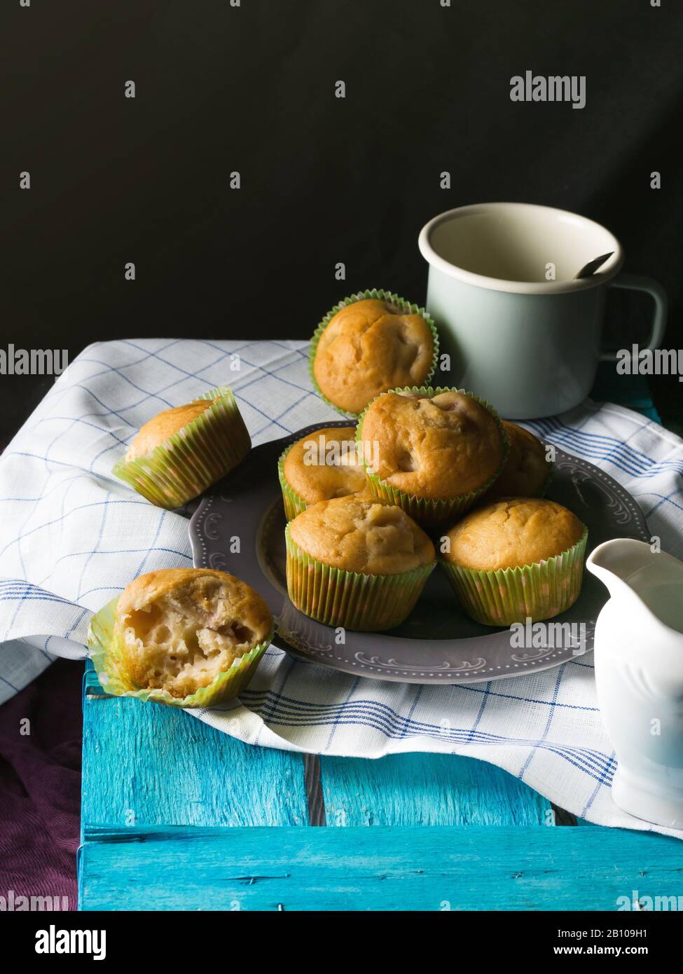 Delicious vegan spelt flour peach apple muffins