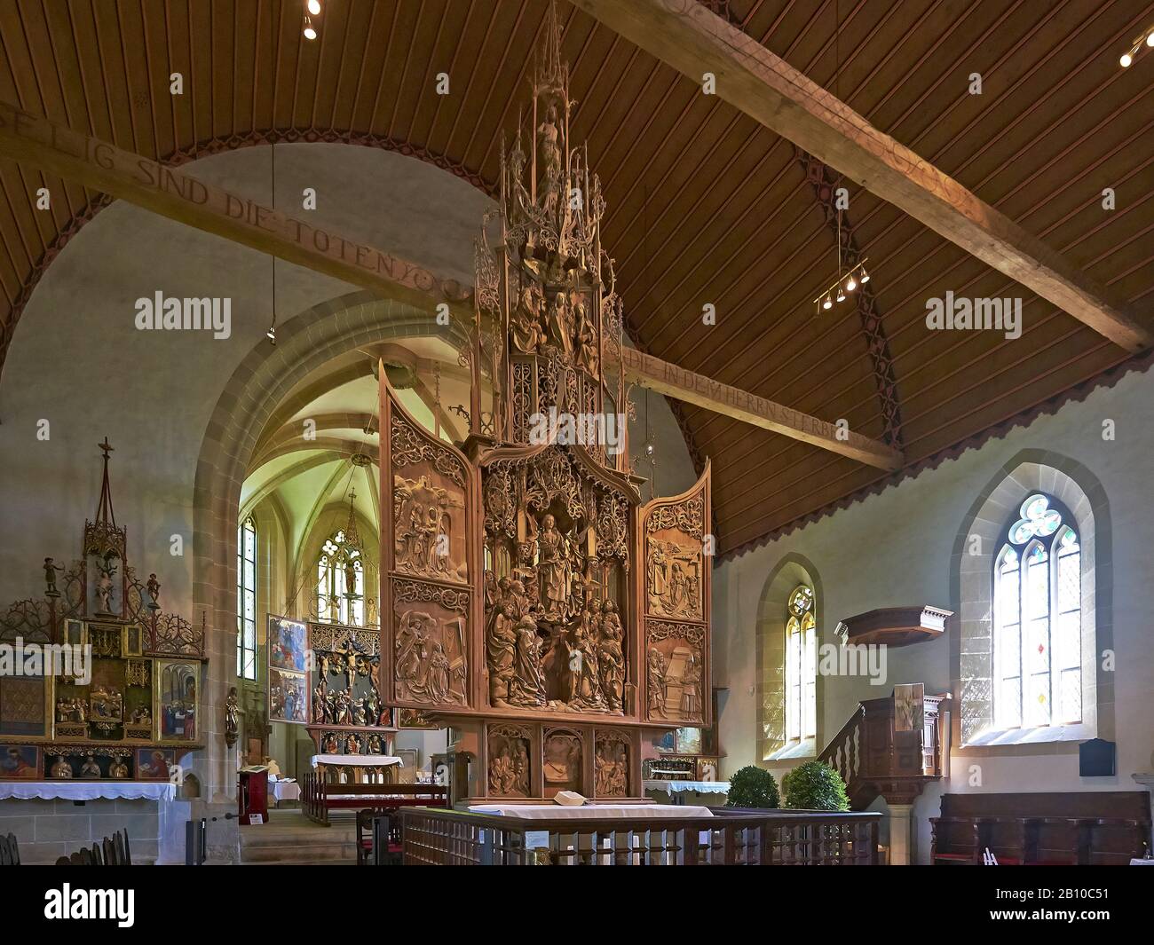 High altar by Riemenschneider in the Herrgottskirche near Creglingen, Main-Tauber-Kreis, Baden-Württemberg, Germany Stock Photo