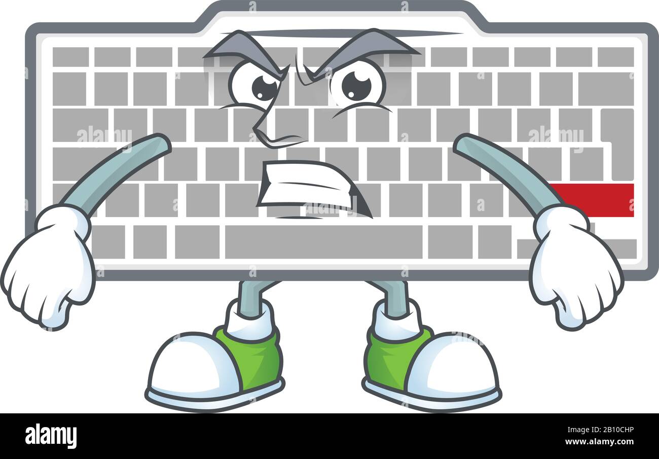 cartoon character of white keyboard with angry face Stock Vector Image