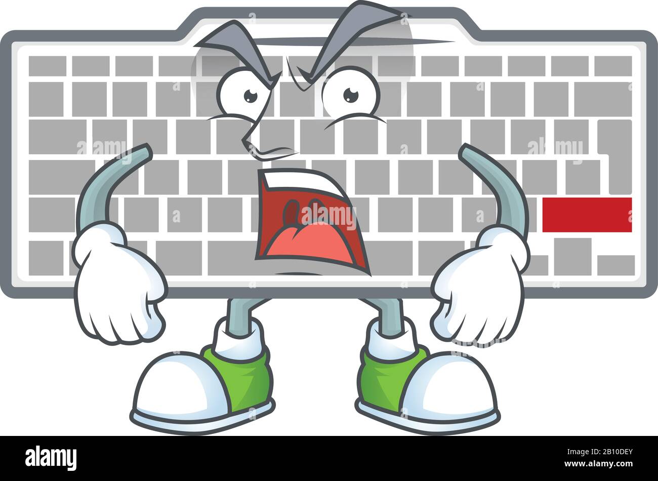 White keyboard cartoon character design with angry face Stock Vector