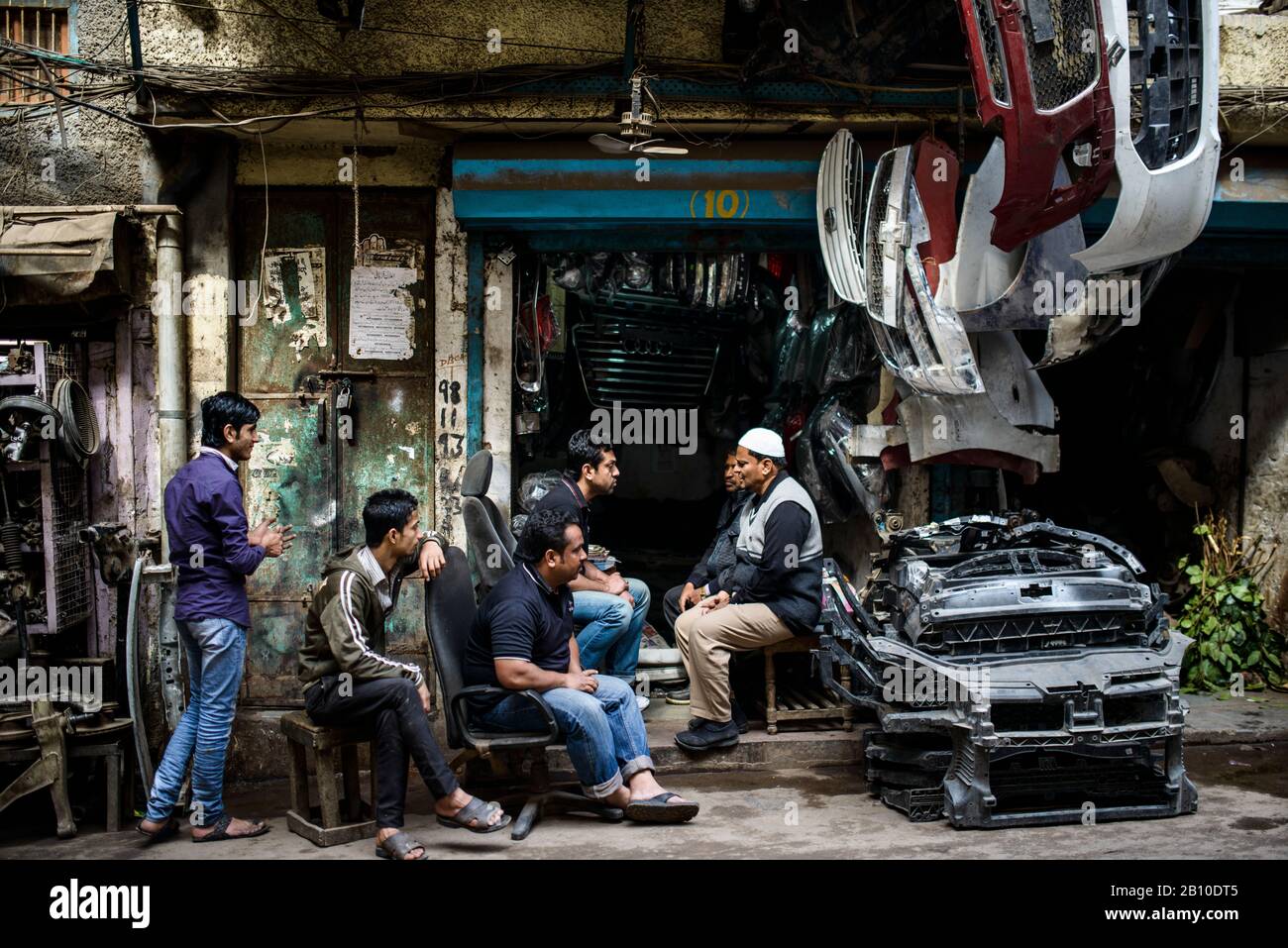 Car spare parts dealer, Old Delhi, India Stock Photo