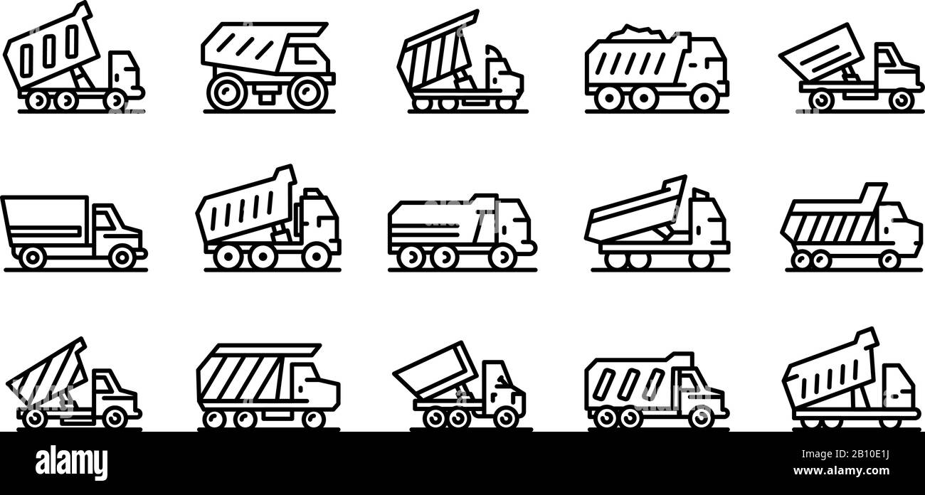 Tipper icons set, outline style Stock Vector Image & Art - Alamy