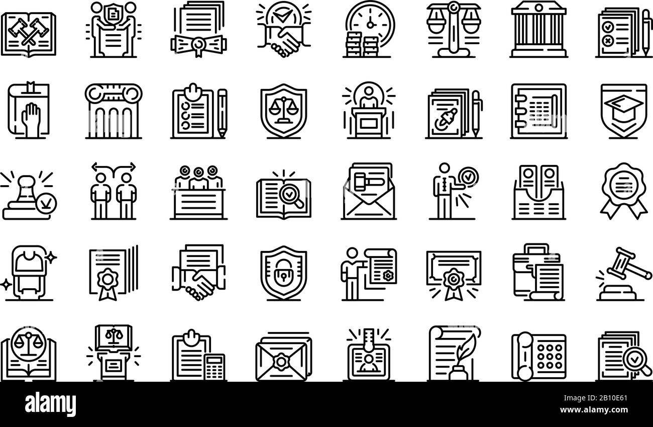 Notary icons set, outline style Stock Vector Image & Art - Alamy