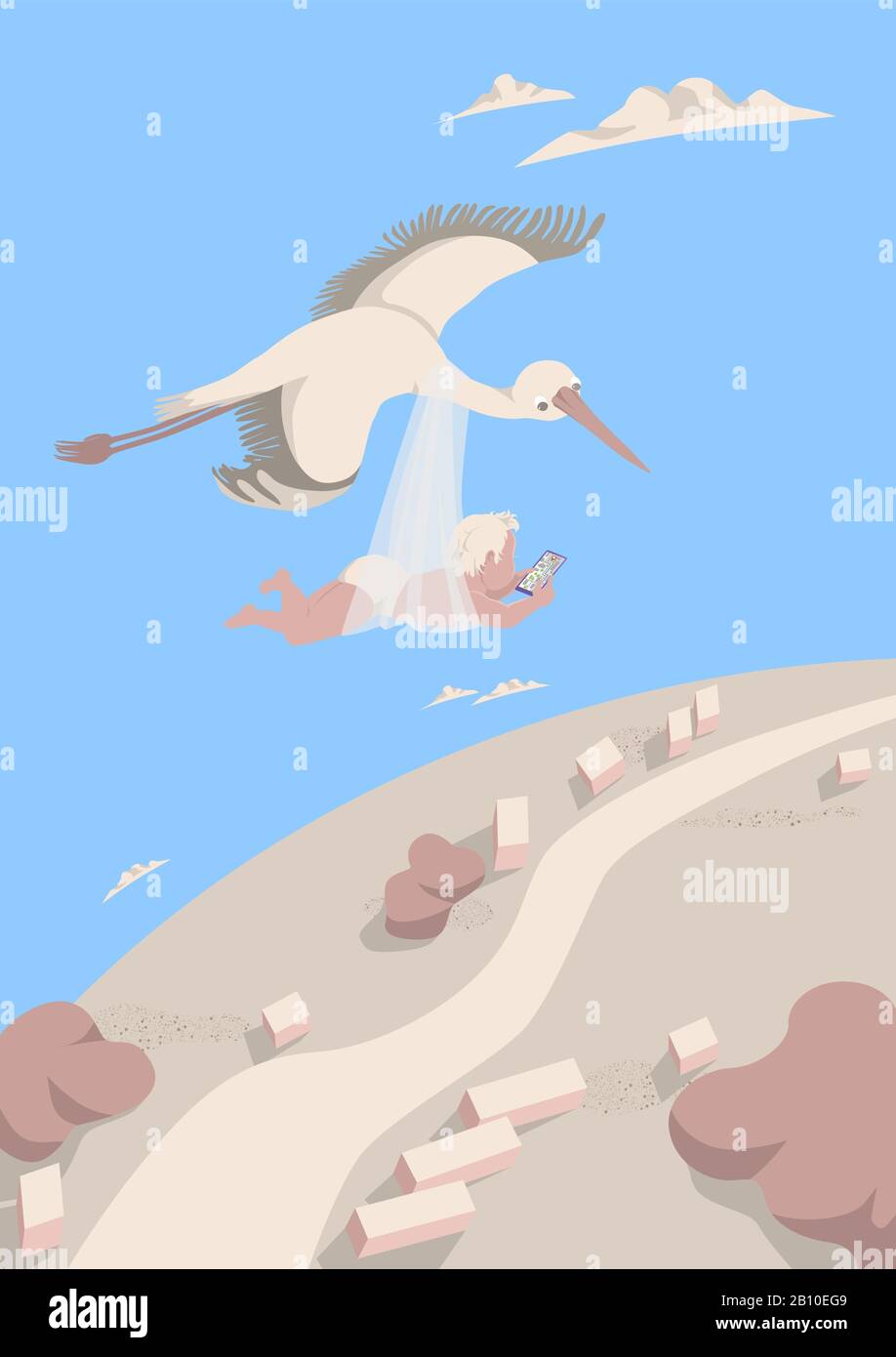 Stork carrying baby hi-res stock photography and images - Alamy