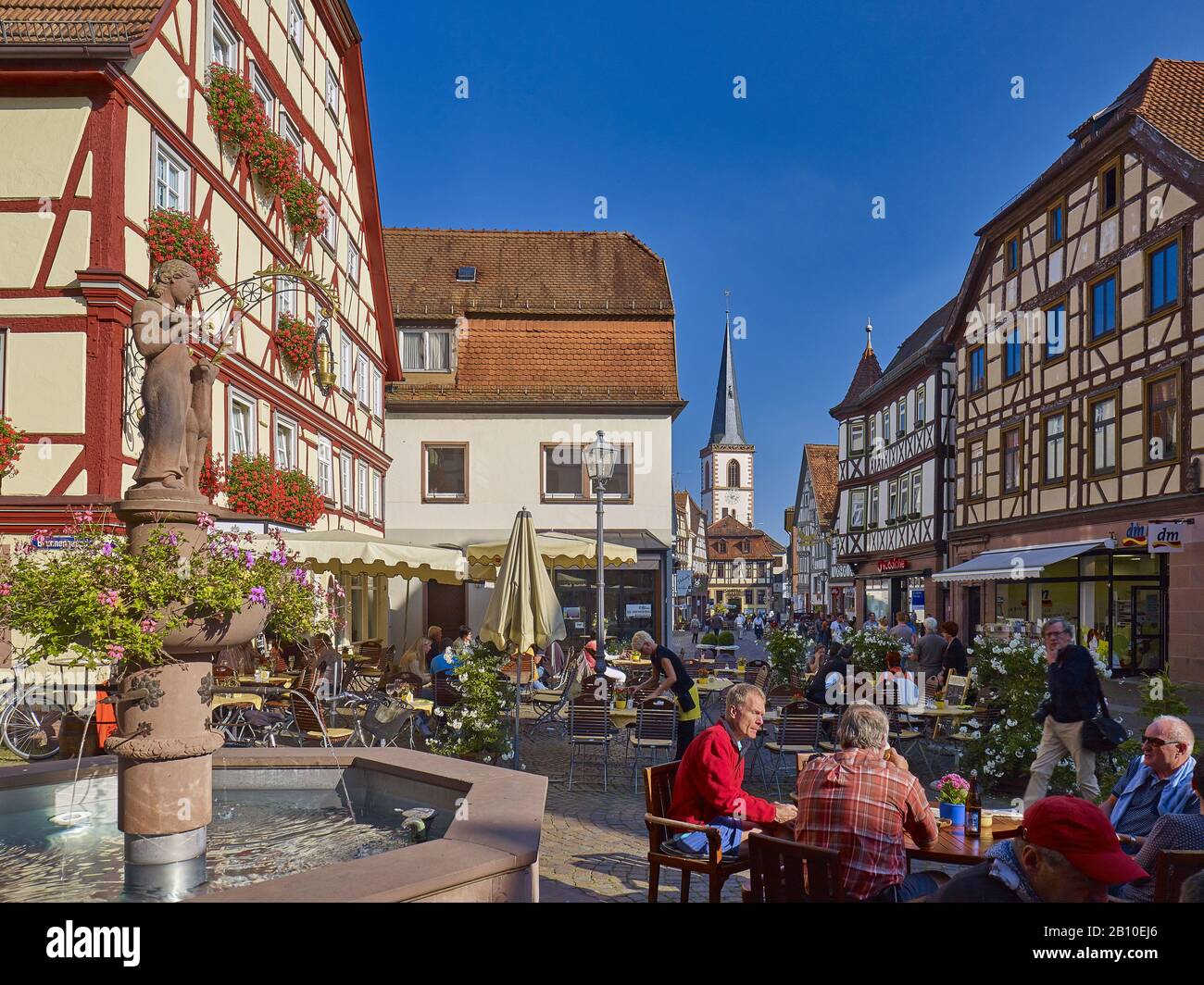 Market square in the old town, Lohr am Main, Lower Franconia, Bavaria