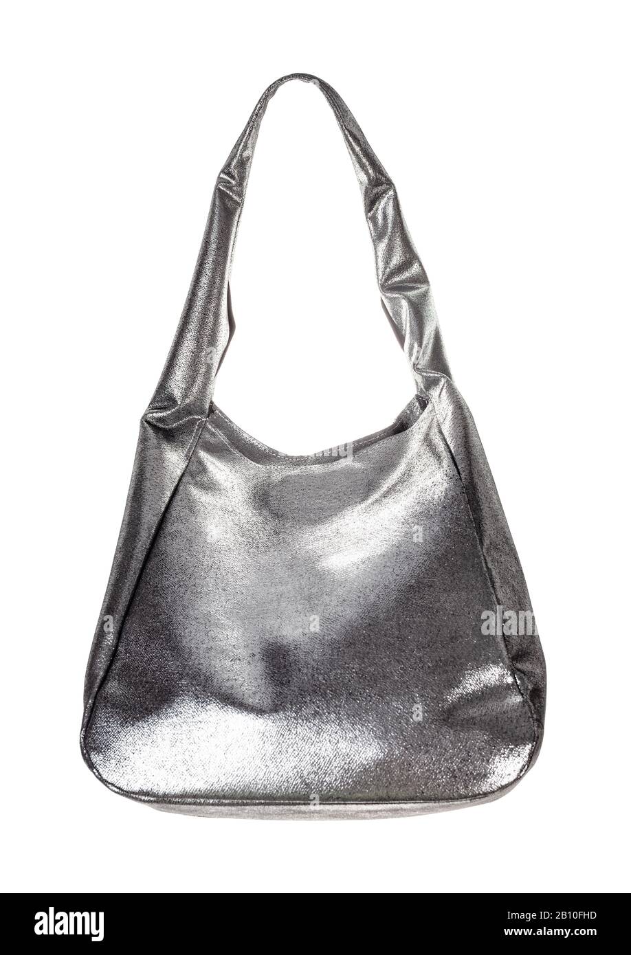 silver leather soft handbag isolated on white background Stock Photo